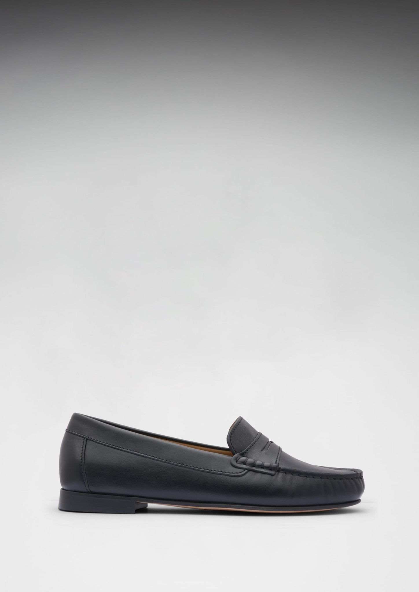 Women's Penny Loafers Leather Sole, black leather - Hugs & Co.