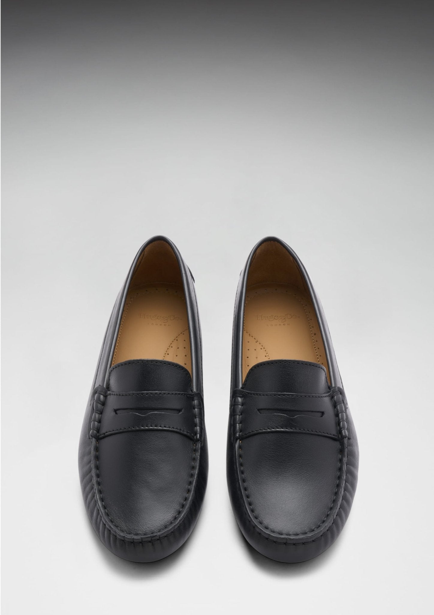 Women's Penny Driving Loafers, black leather - Hugs & Co.