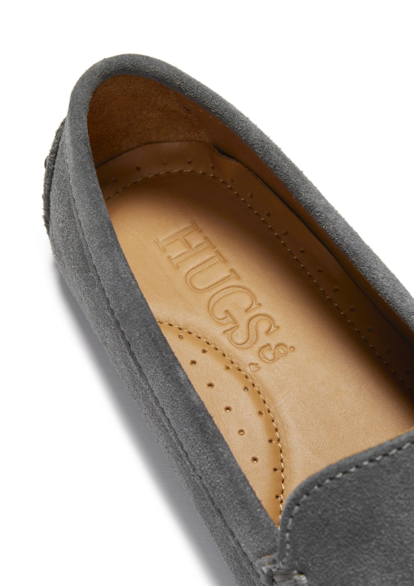 Women's Tasselled Driving Loafers, slate grey suede - Hugs & Co.