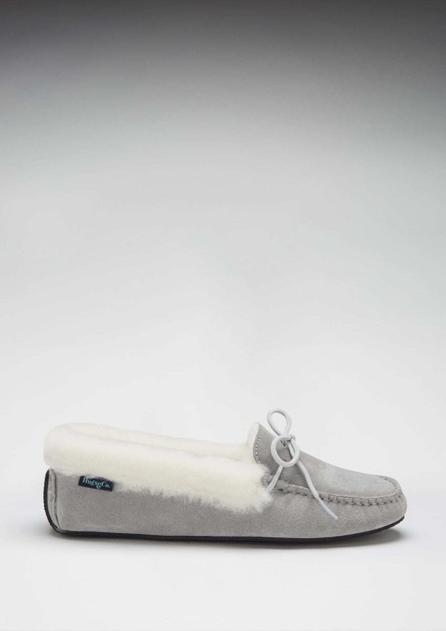Women's slippers, sheepskin, dove grey suede - Hugs & Co.
