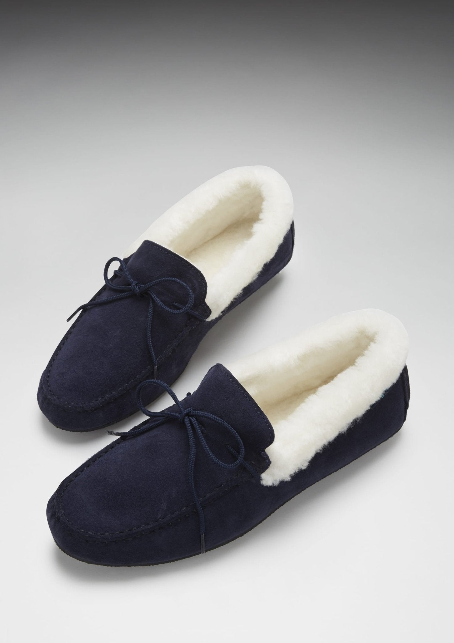 Slippers, sheepskin, navy blue suede - Hugs & Co.