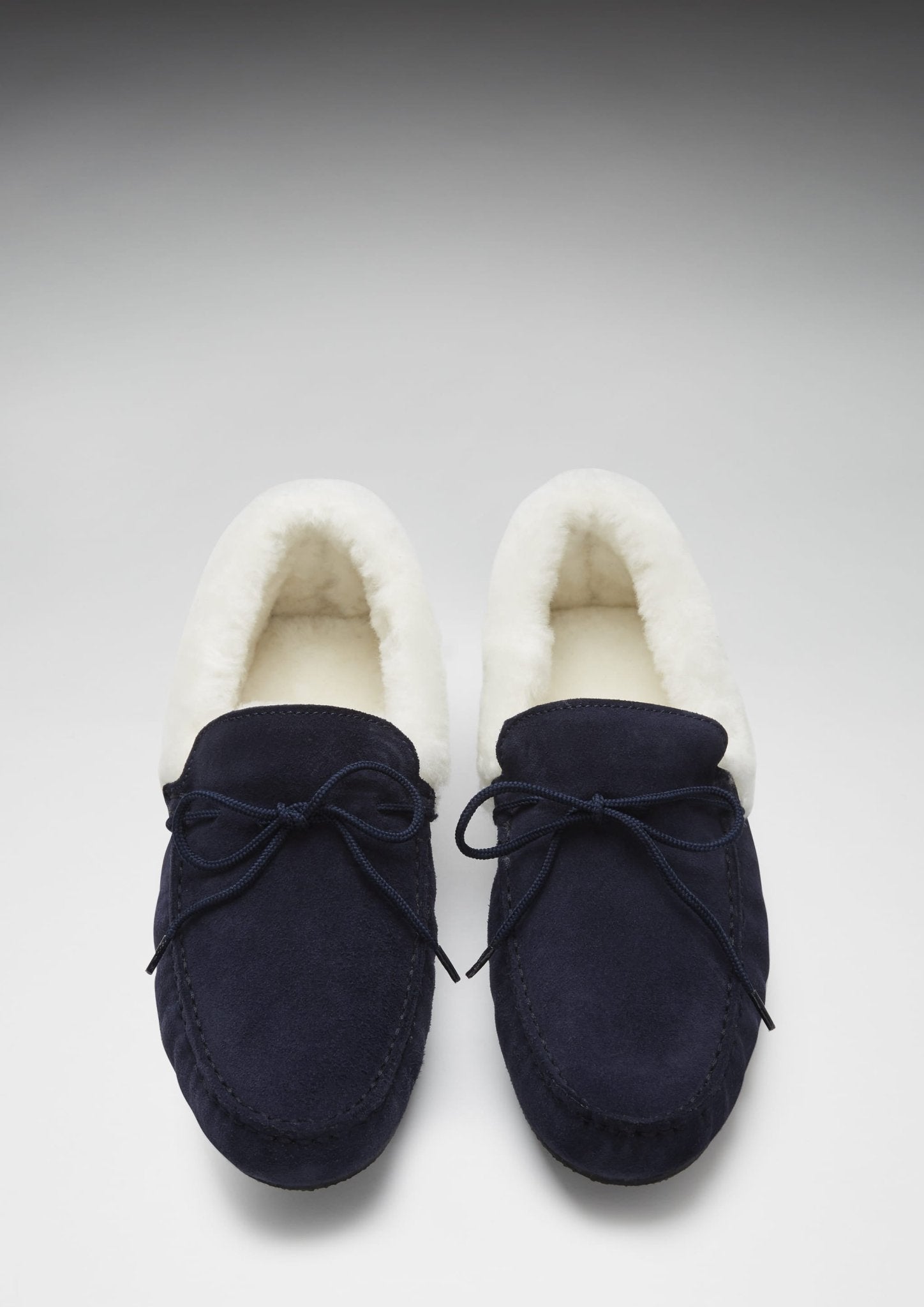 Slippers, sheepskin, navy blue suede - Hugs & Co.