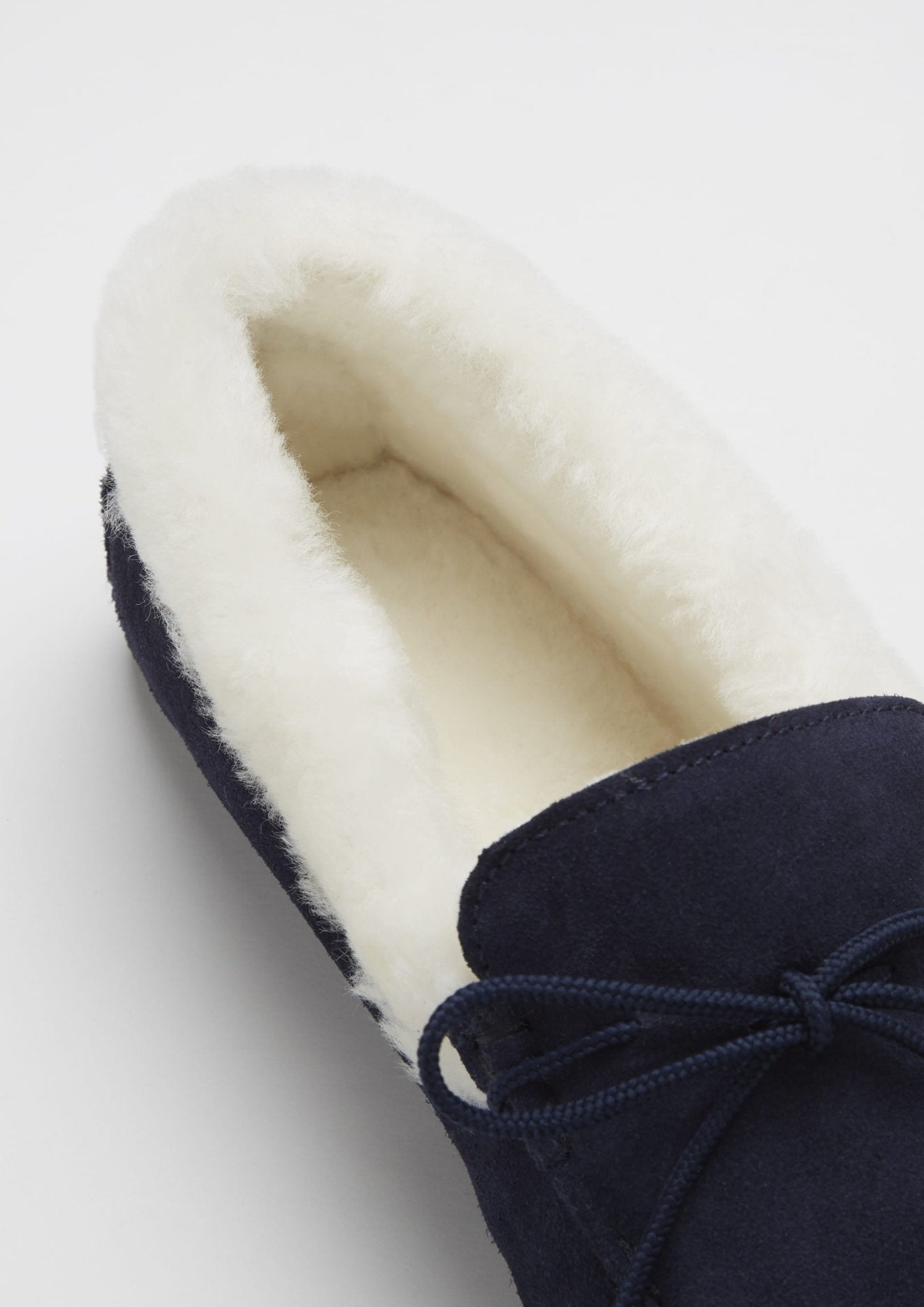 Slippers, sheepskin, navy blue suede - Hugs & Co.