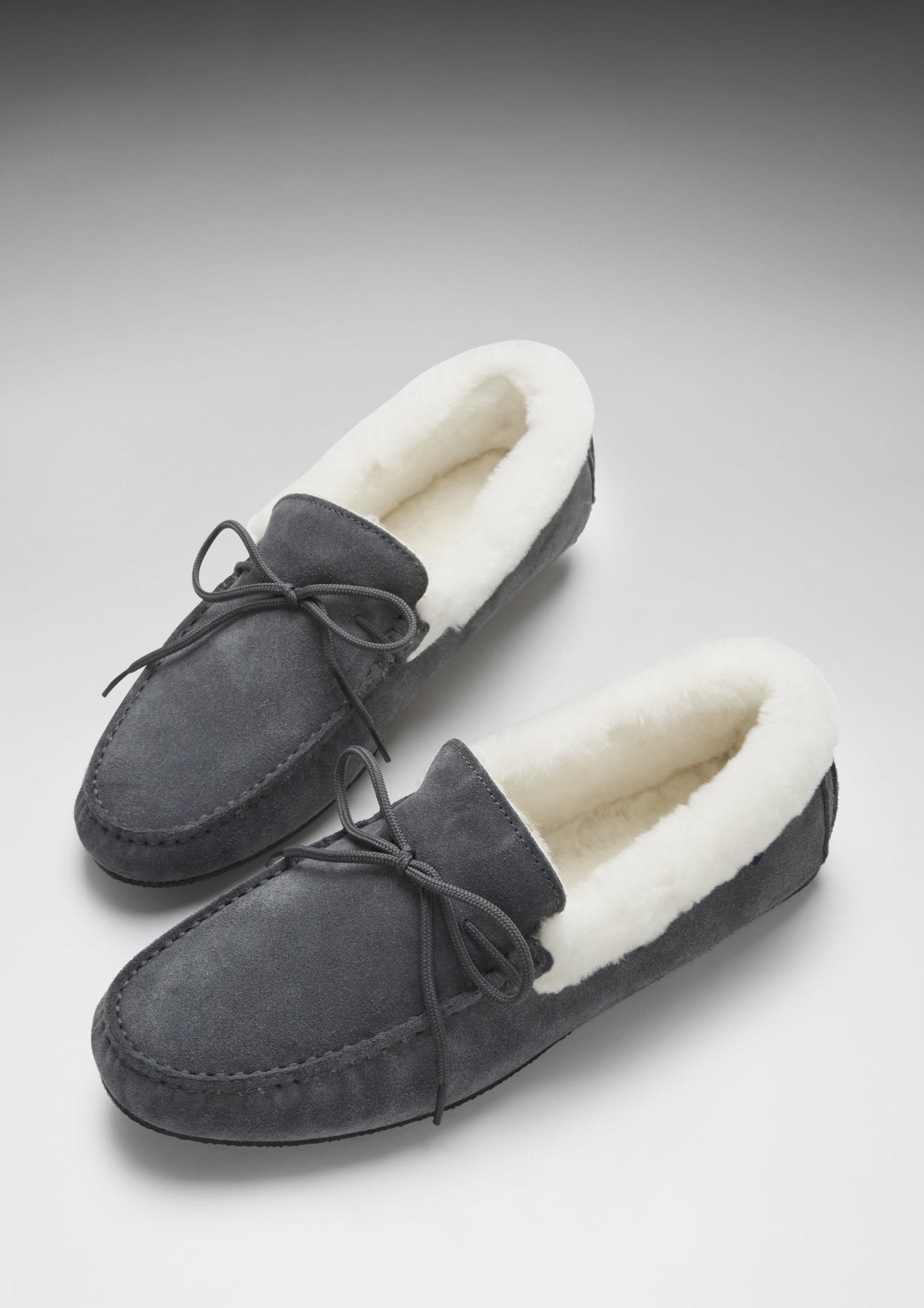 Slippers, sheepskin, slate grey suede - Hugs & Co.