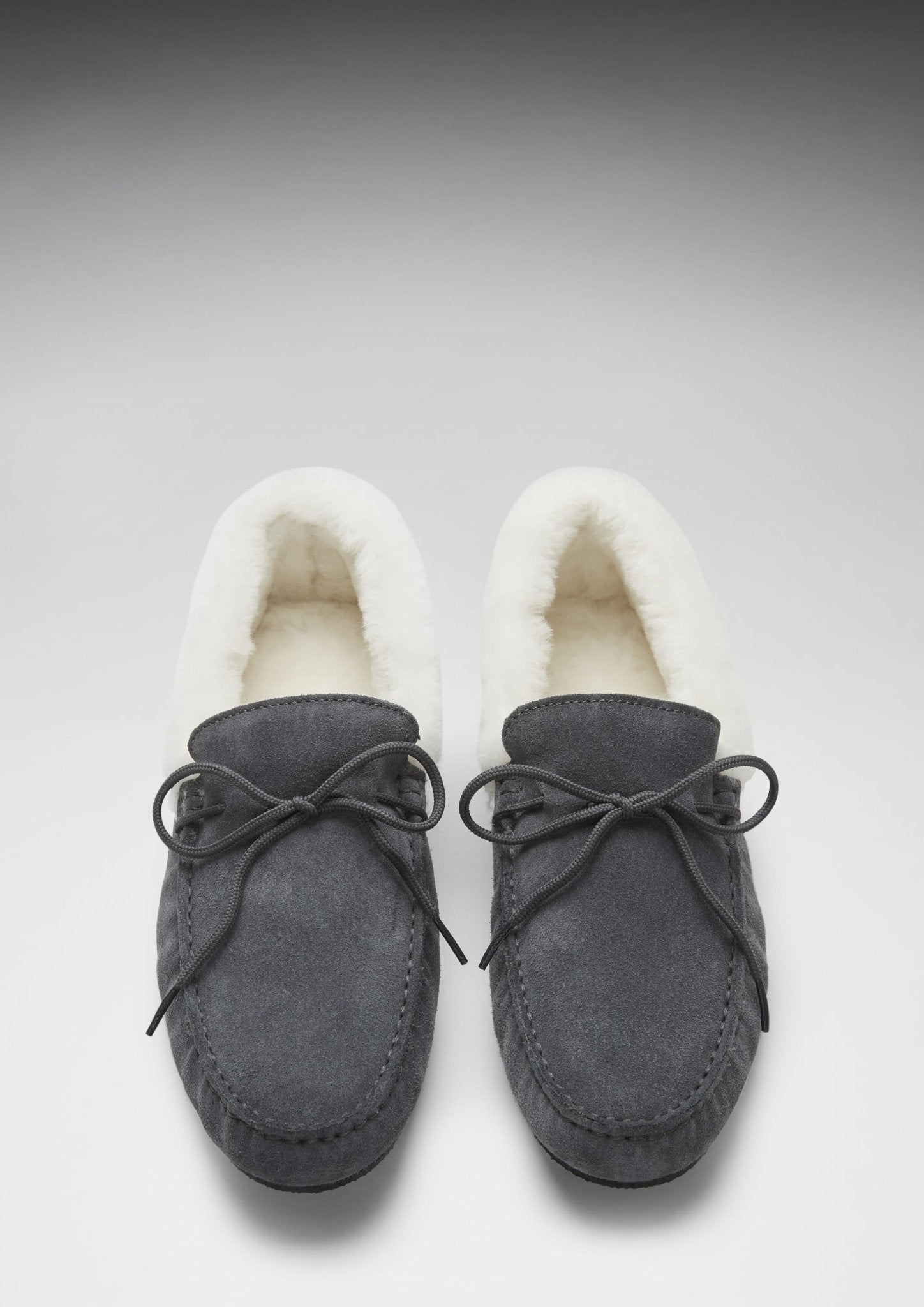 Slippers, sheepskin, slate grey suede - Hugs & Co.
