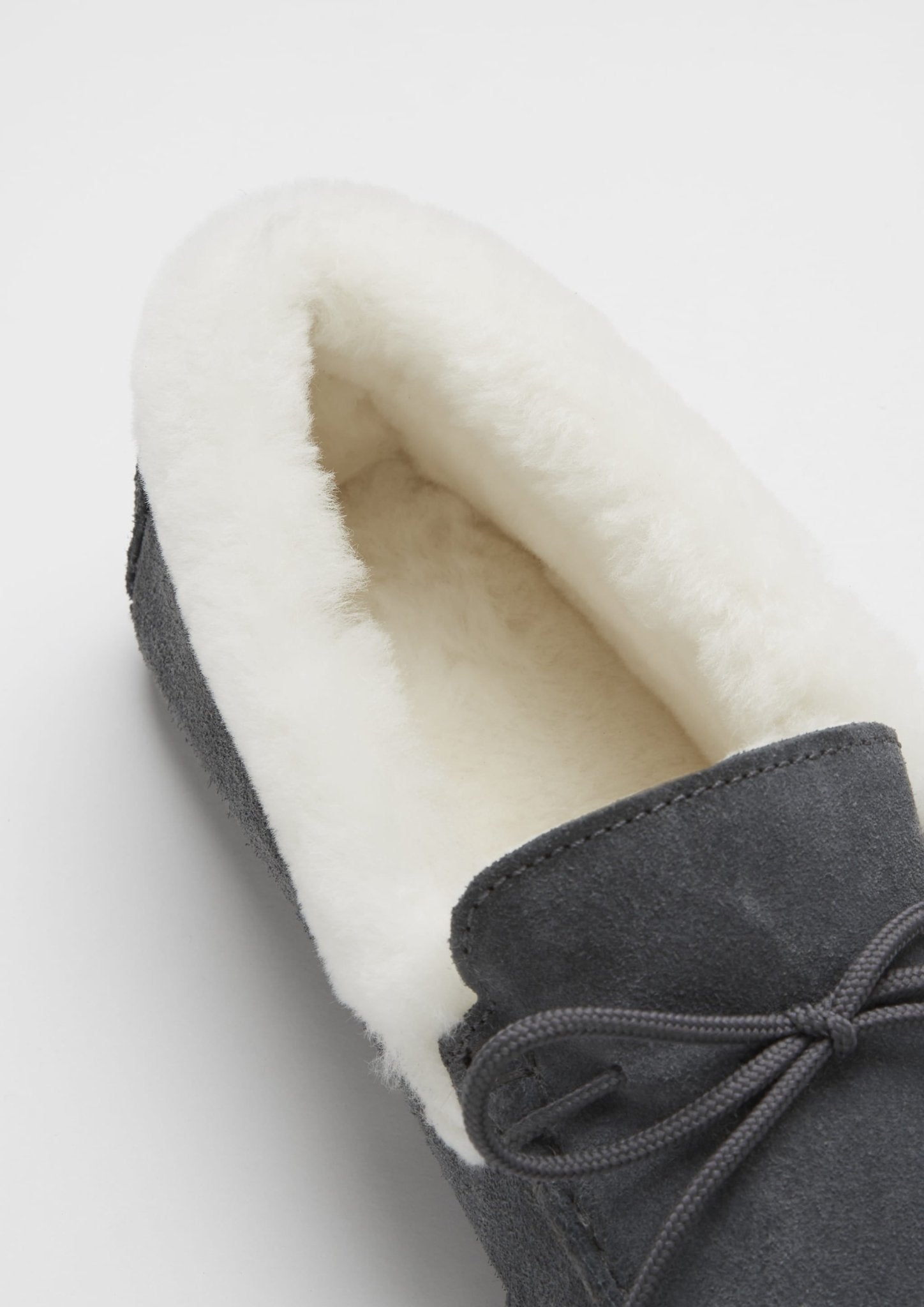 Slippers, sheepskin, slate grey suede - Hugs & Co.