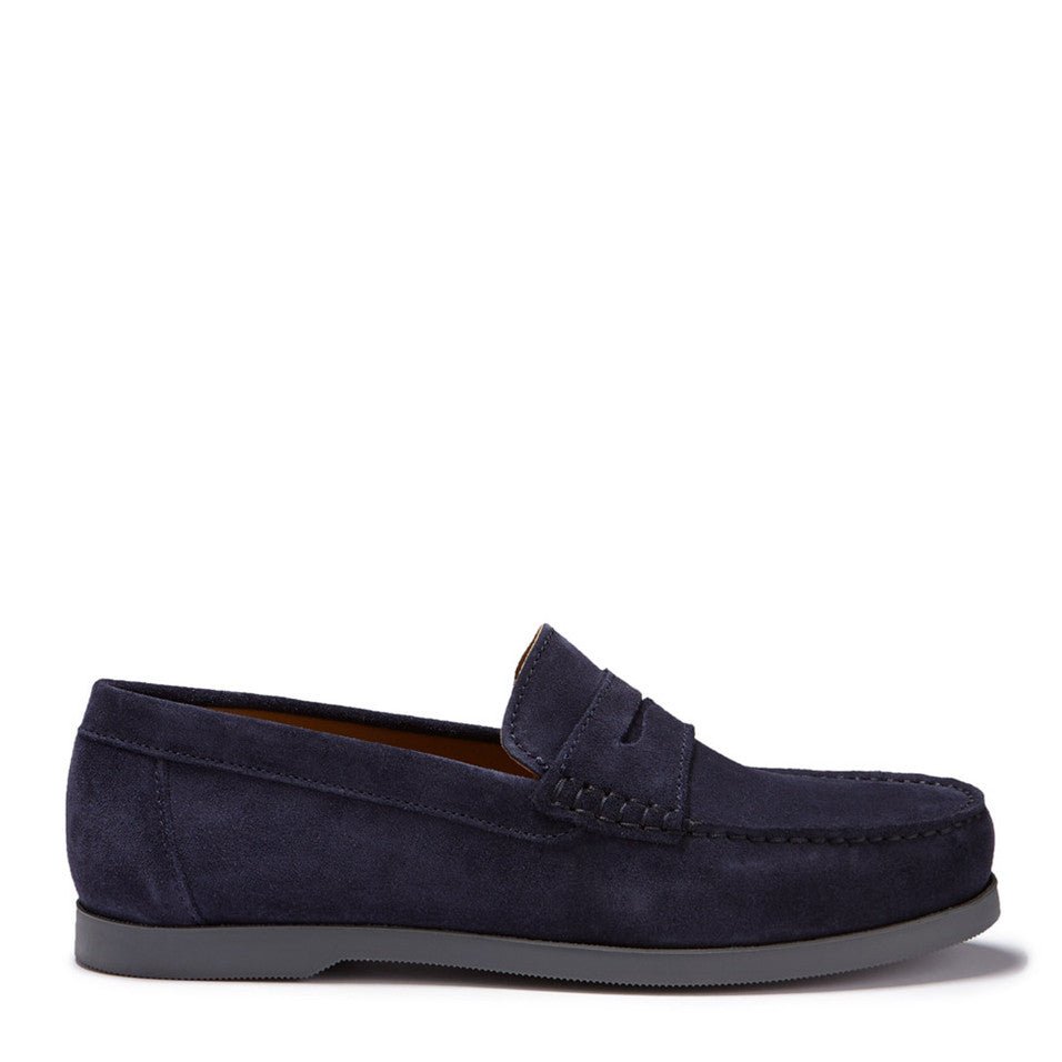Boat Loafers, navy blue suede - Hugs & Co.