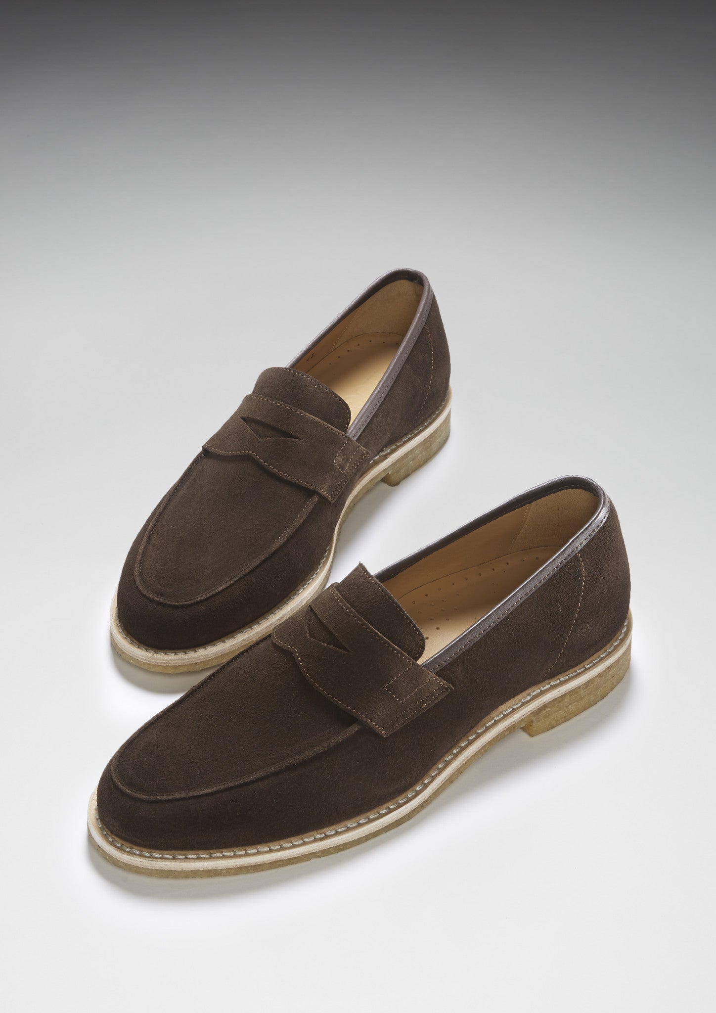 Brown Suede Goodyear Welted Loafers with Crepe Sole
