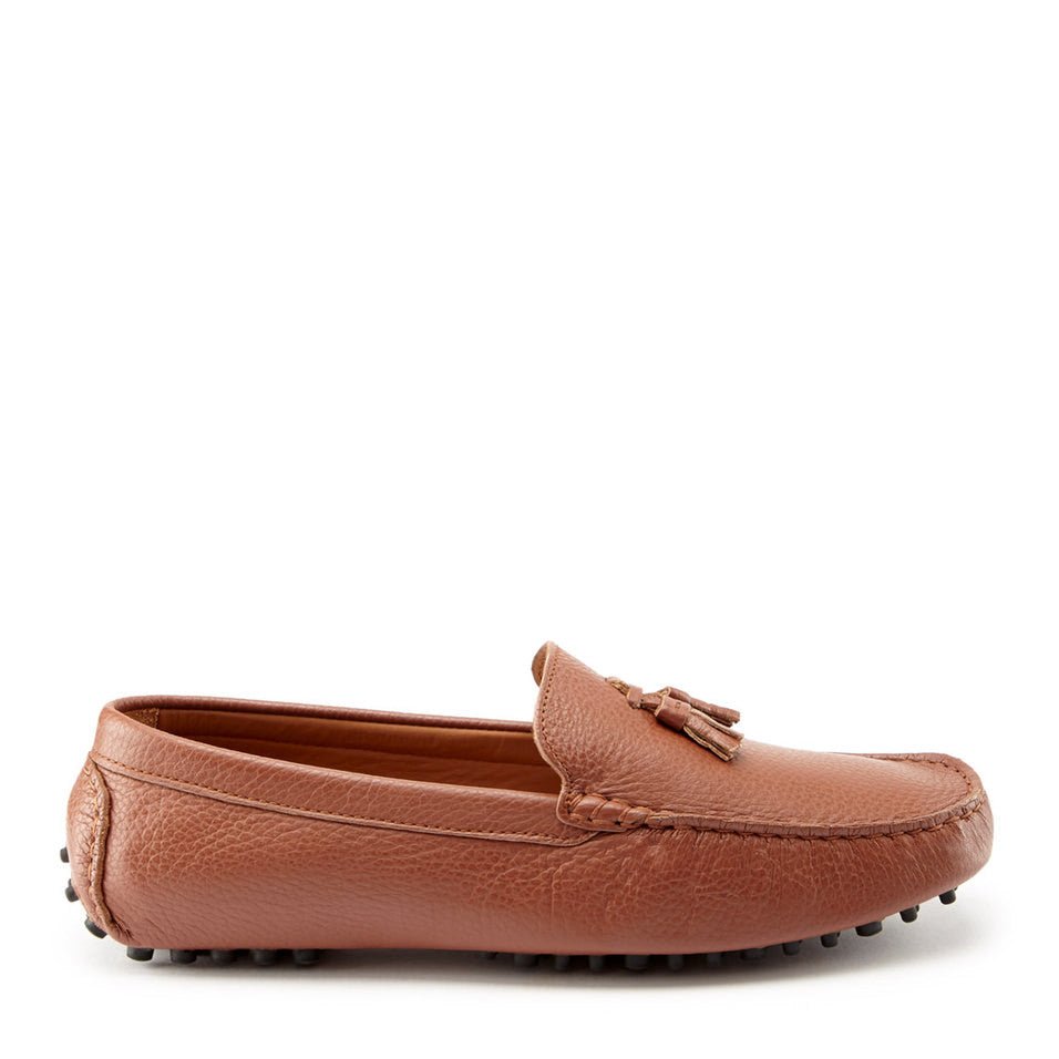 Tasselled Driving Loafers, tan grain leather - Hugs & Co.