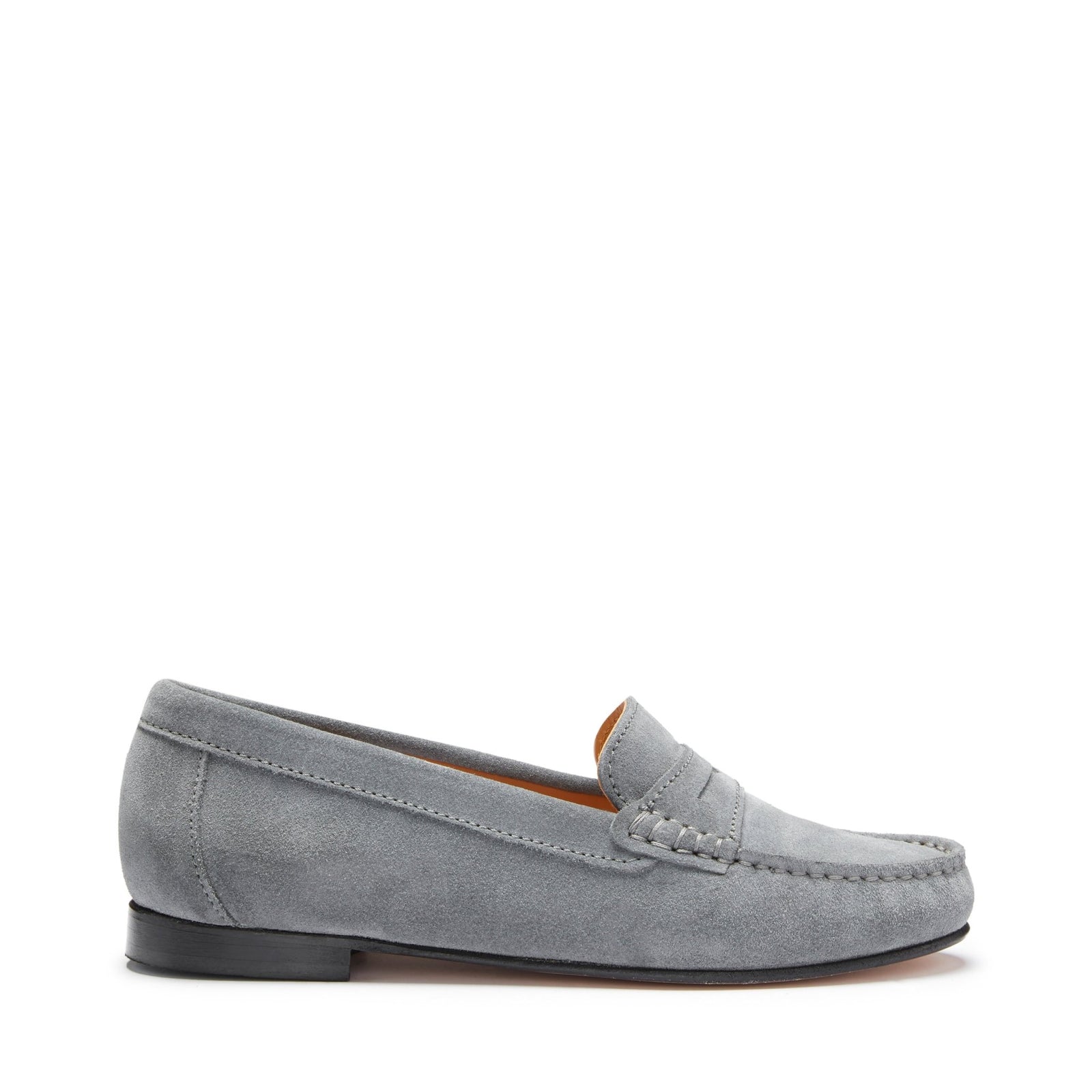 Women's Penny Loafers Leather Sole, slate grey suede - Hugs & Co.