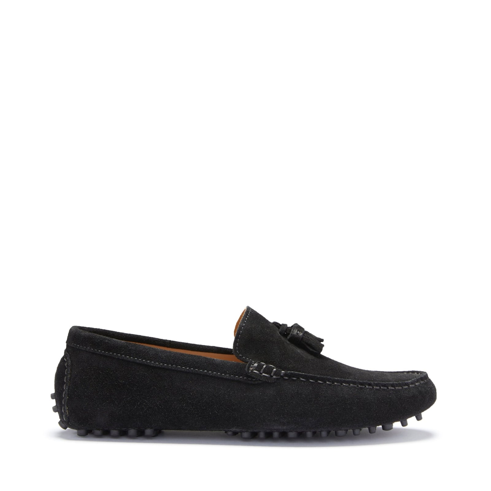 Tasselled Driving Loafers, black suede - Hugs & Co.