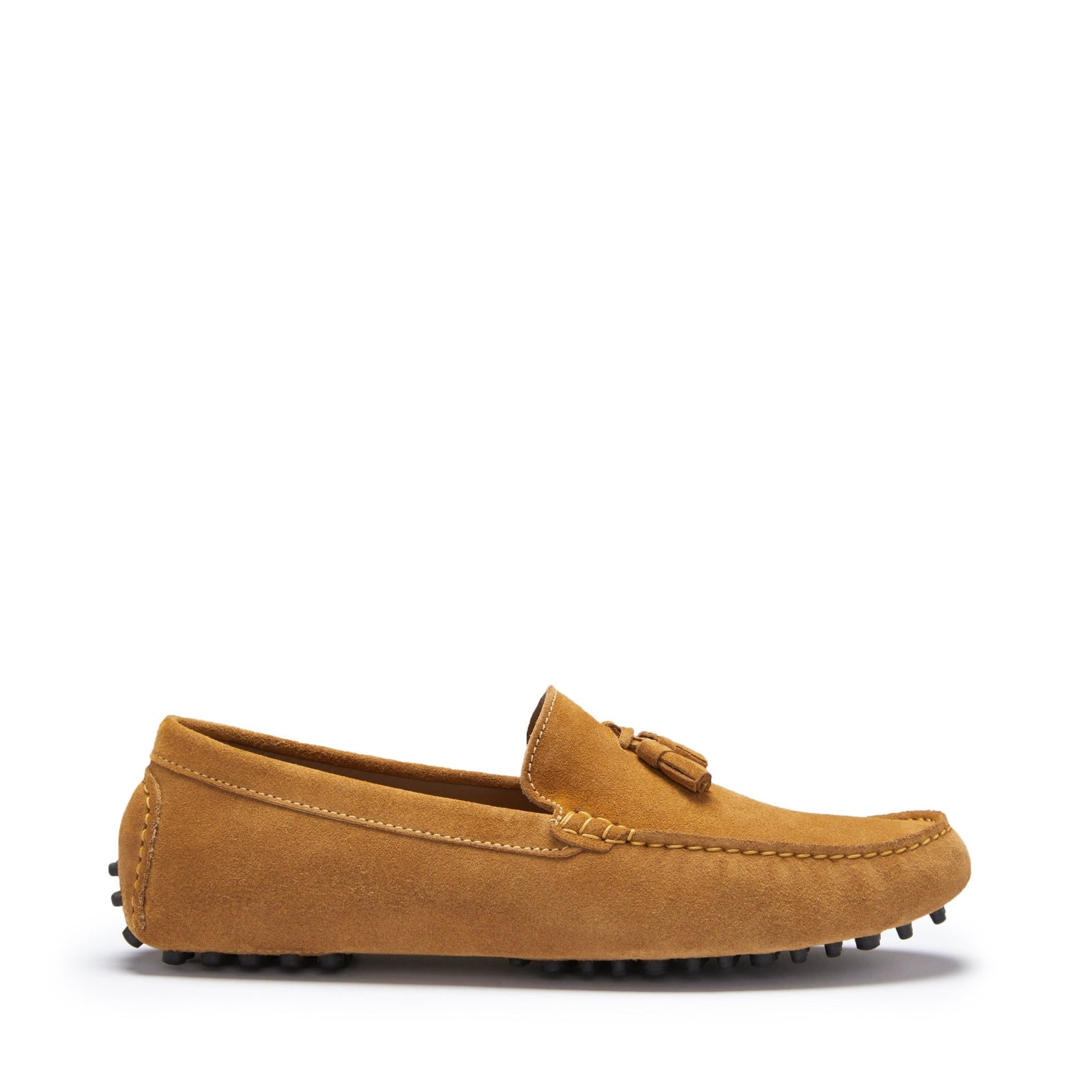 Tasselled Driving Loafers, tobacco suede - Hugs & Co.