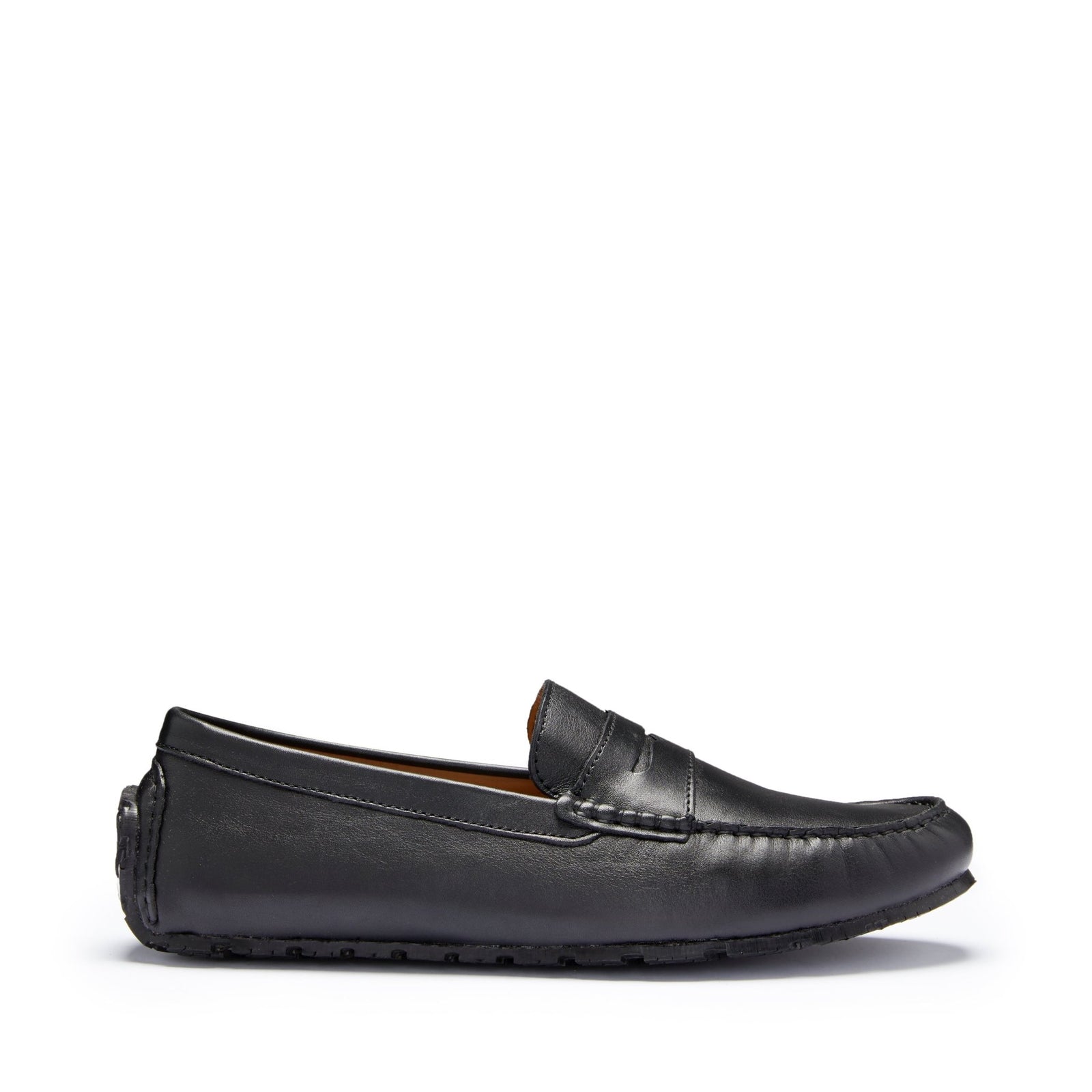 Tyre Sole Penny Driving Loafers, black leather - Hugs & Co.