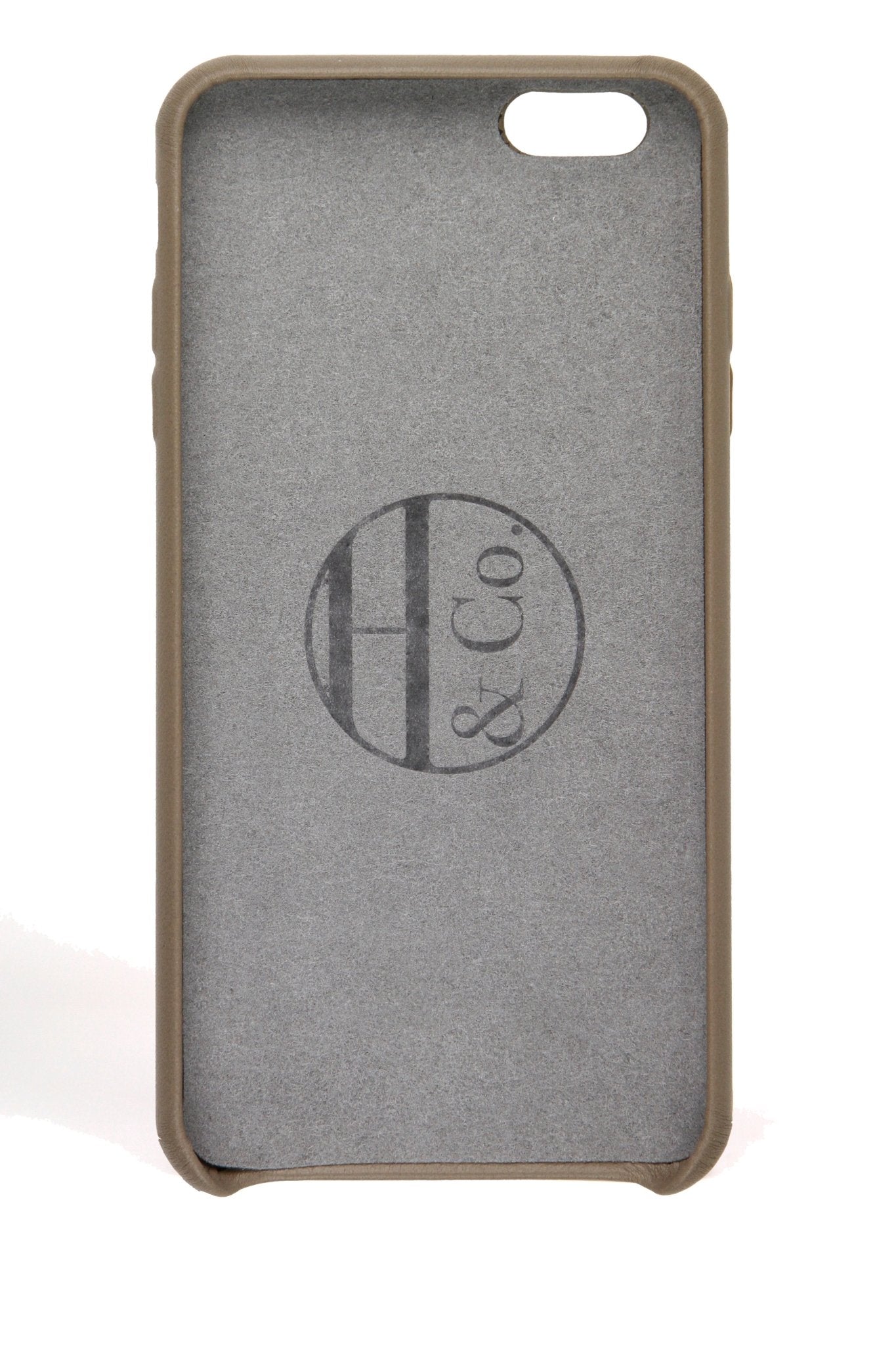 iPhone 6 Plus Case, Taupe Leather - Hugs & Co.