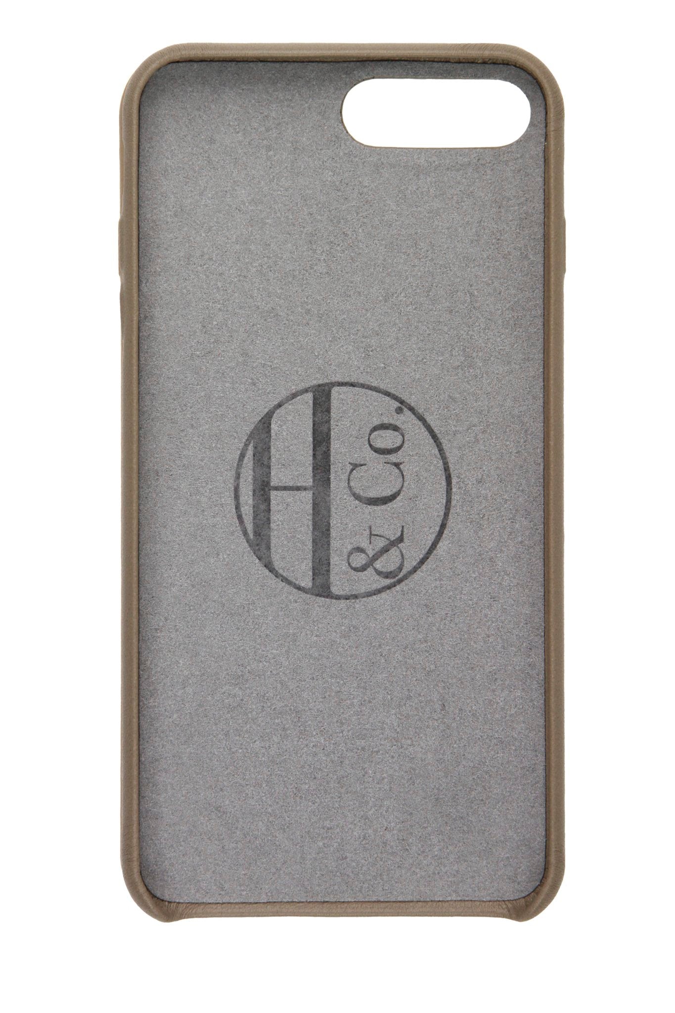 iPhone 7/8 Plus Case, Taupe Leather - Hugs & Co.