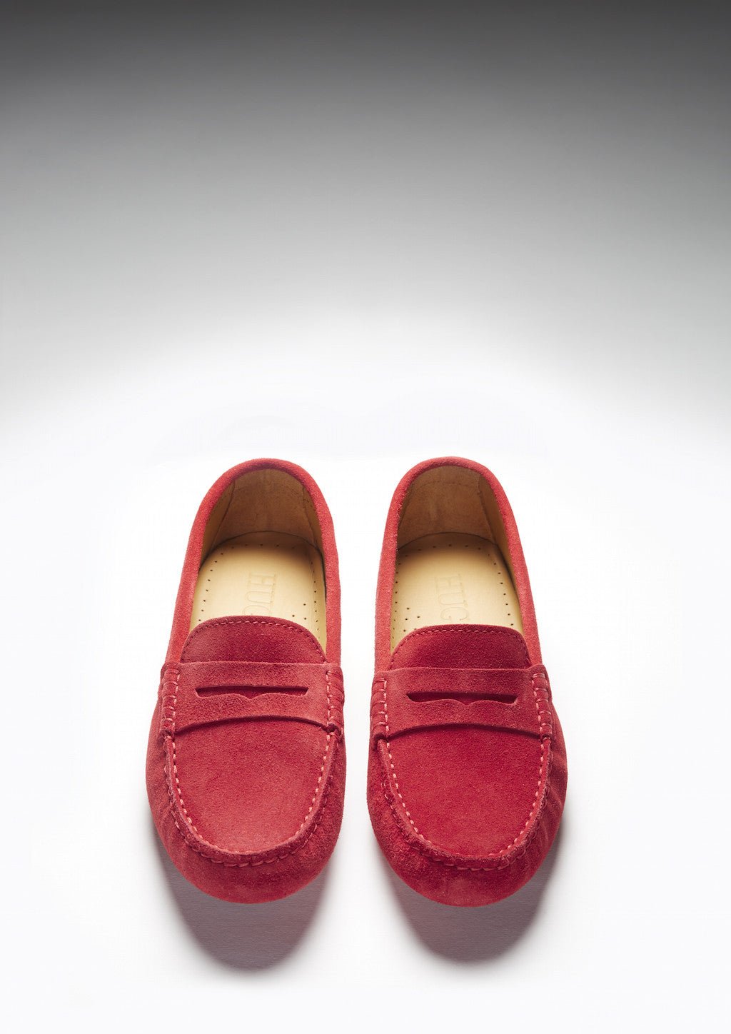 Women's Penny Driving Loafers, red suede - Hugs & Co.
