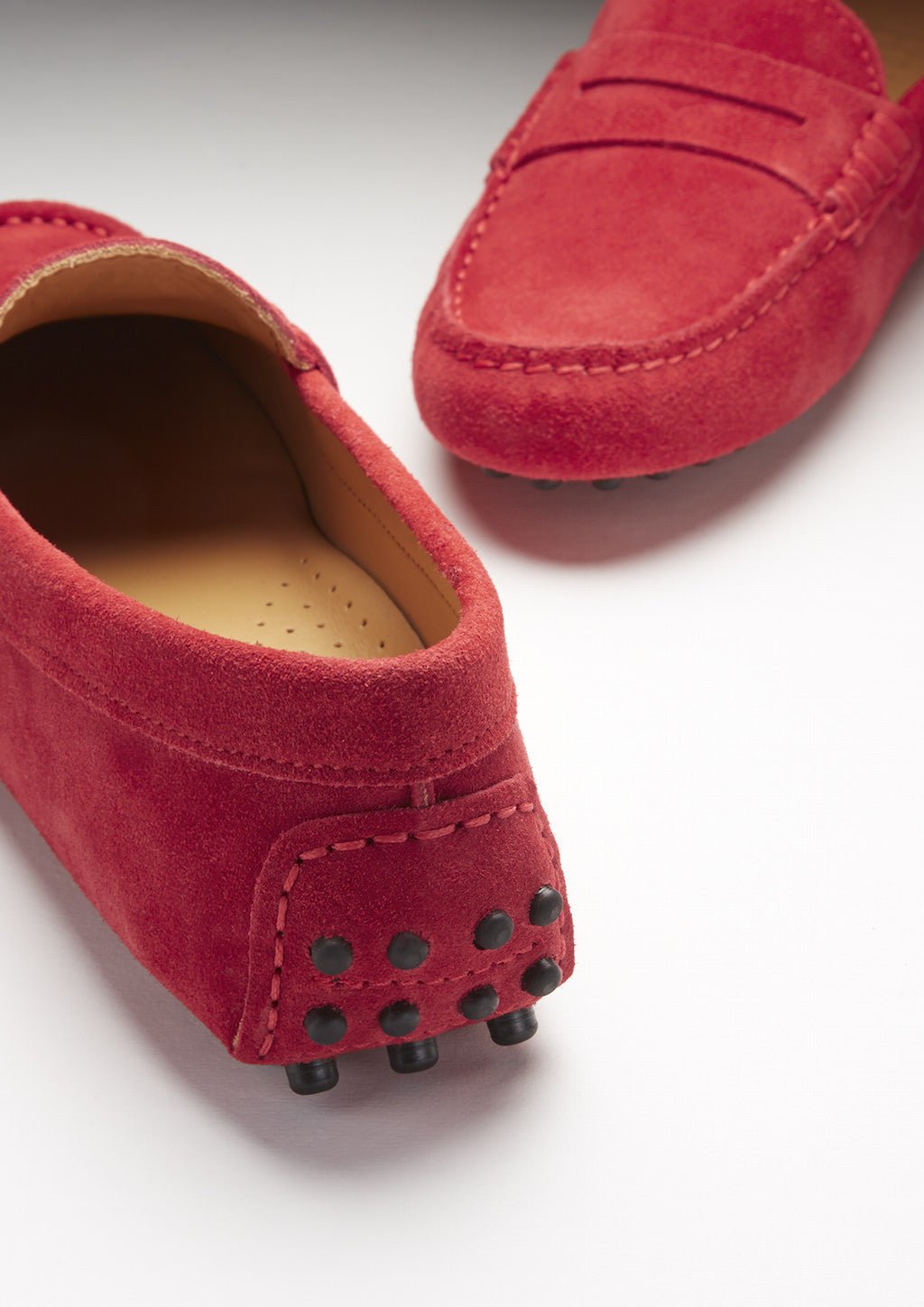 Women's Penny Driving Loafers, red suede - Hugs & Co.