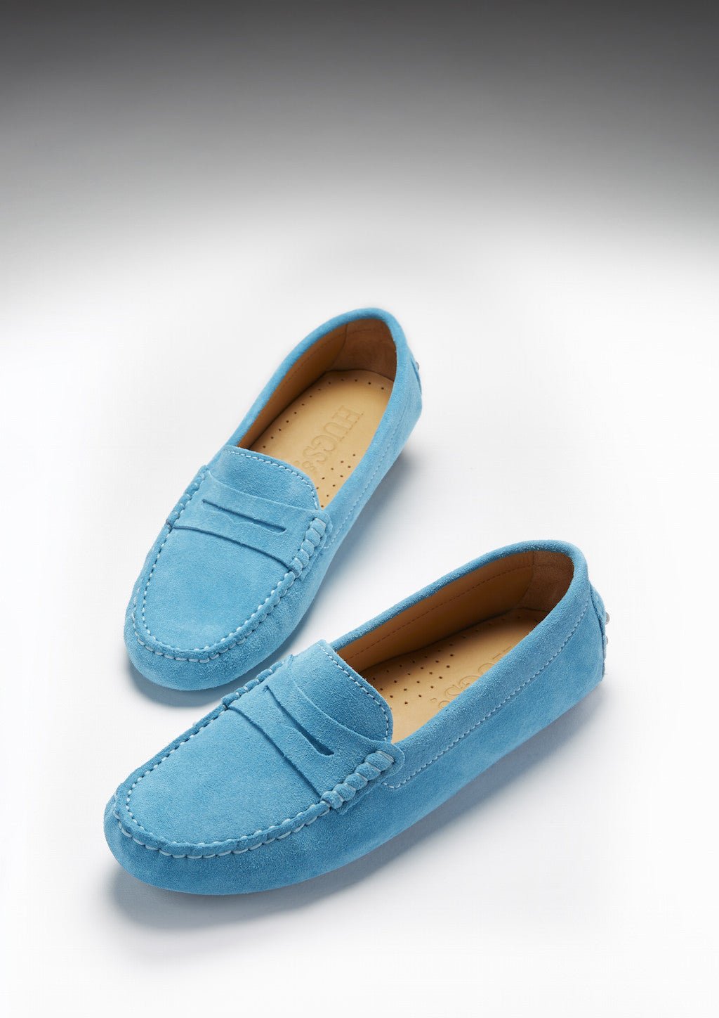 Women's Penny Driving Loafers, turquoise suede - Hugs & Co.