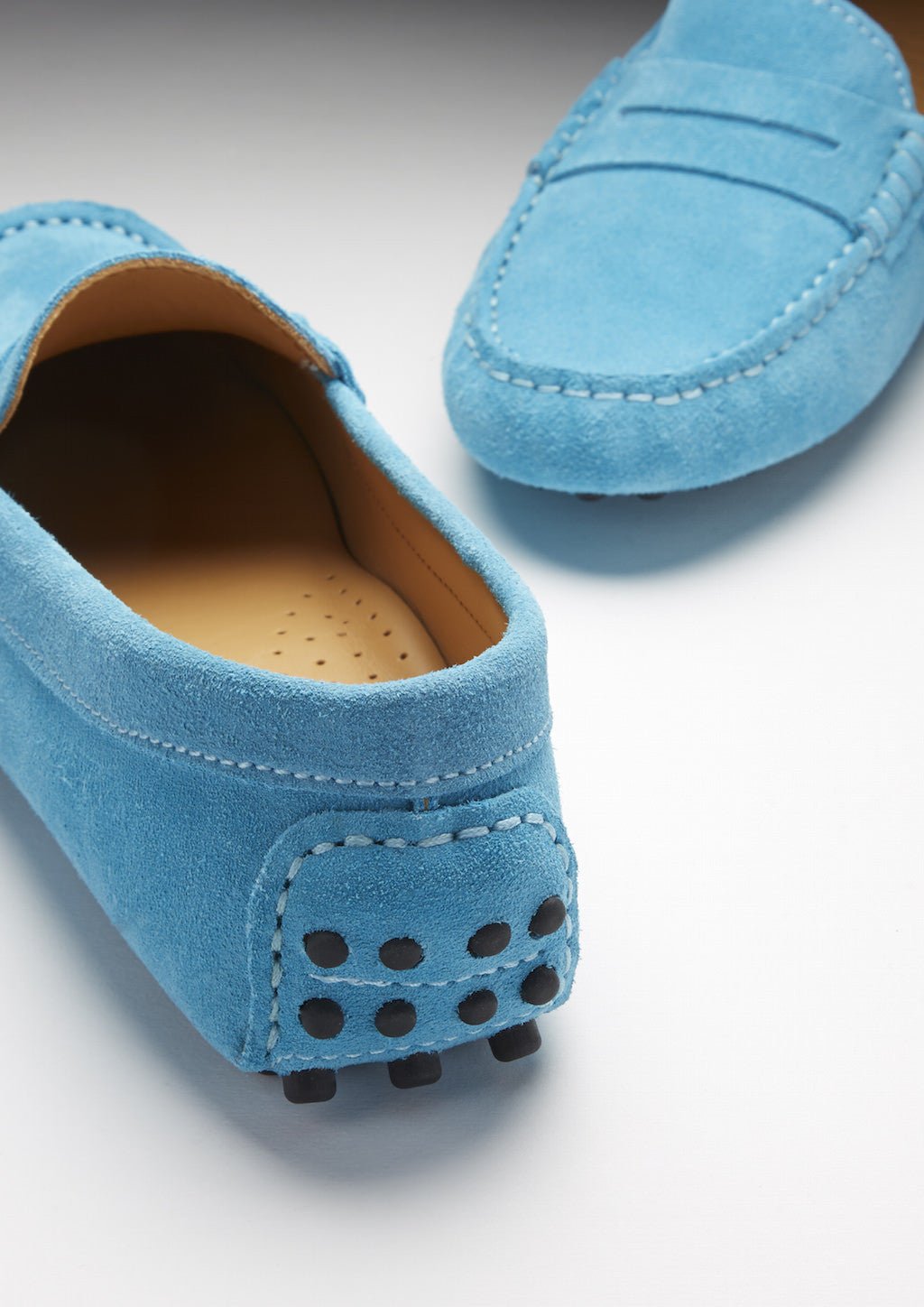 Women's Penny Driving Loafers, turquoise suede - Hugs & Co.