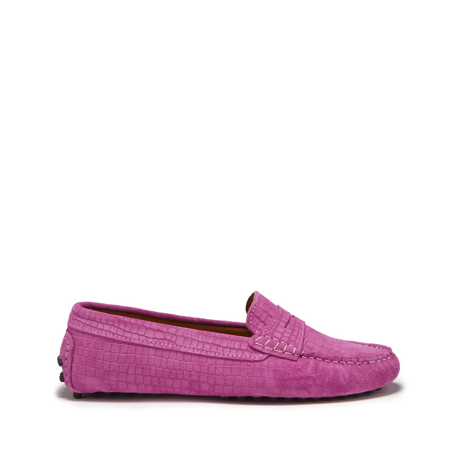 Mocassins Penny Driving pour femmes, daim gaufré rose