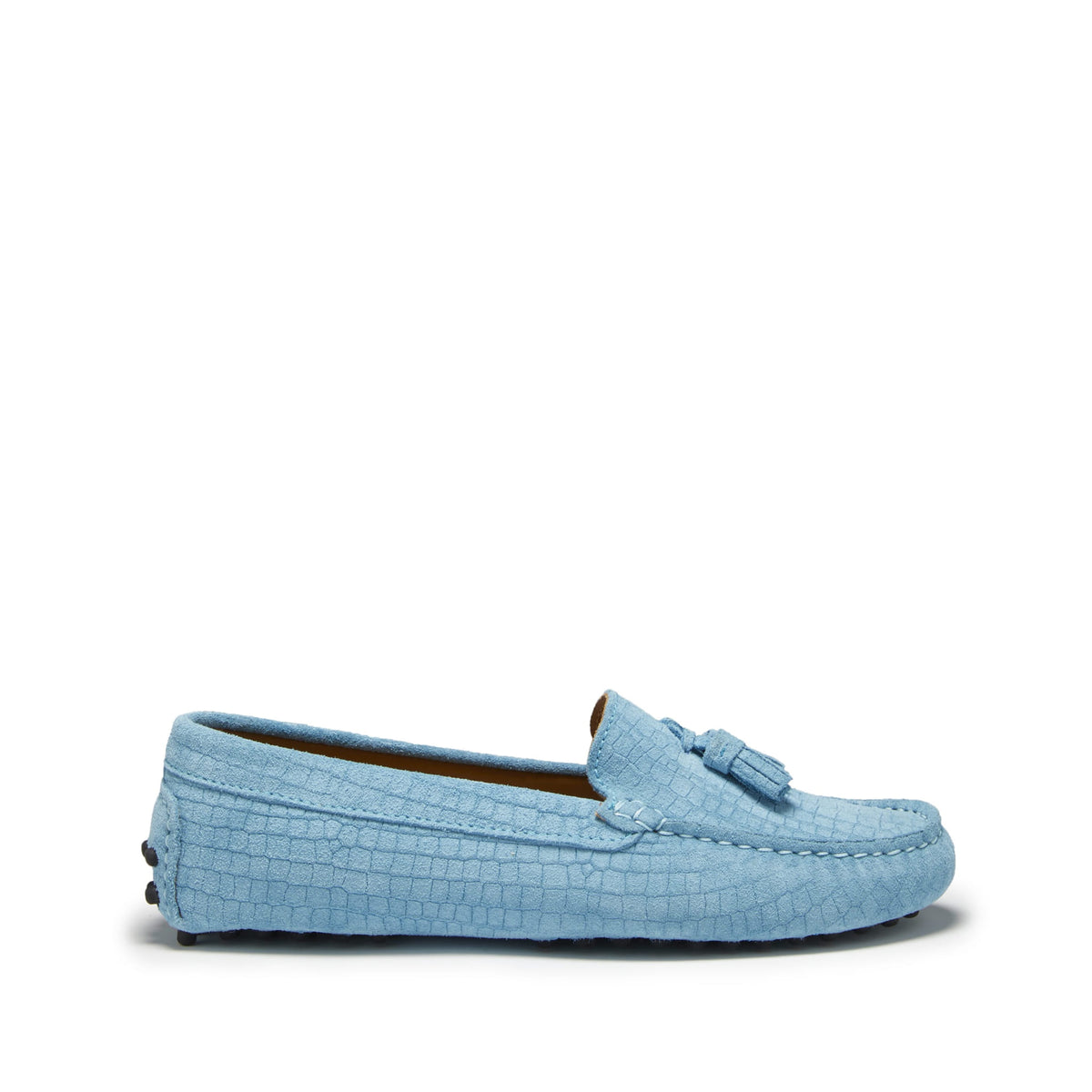 Women&#39;s Tasselled Driving Loafers, blue embossed suede