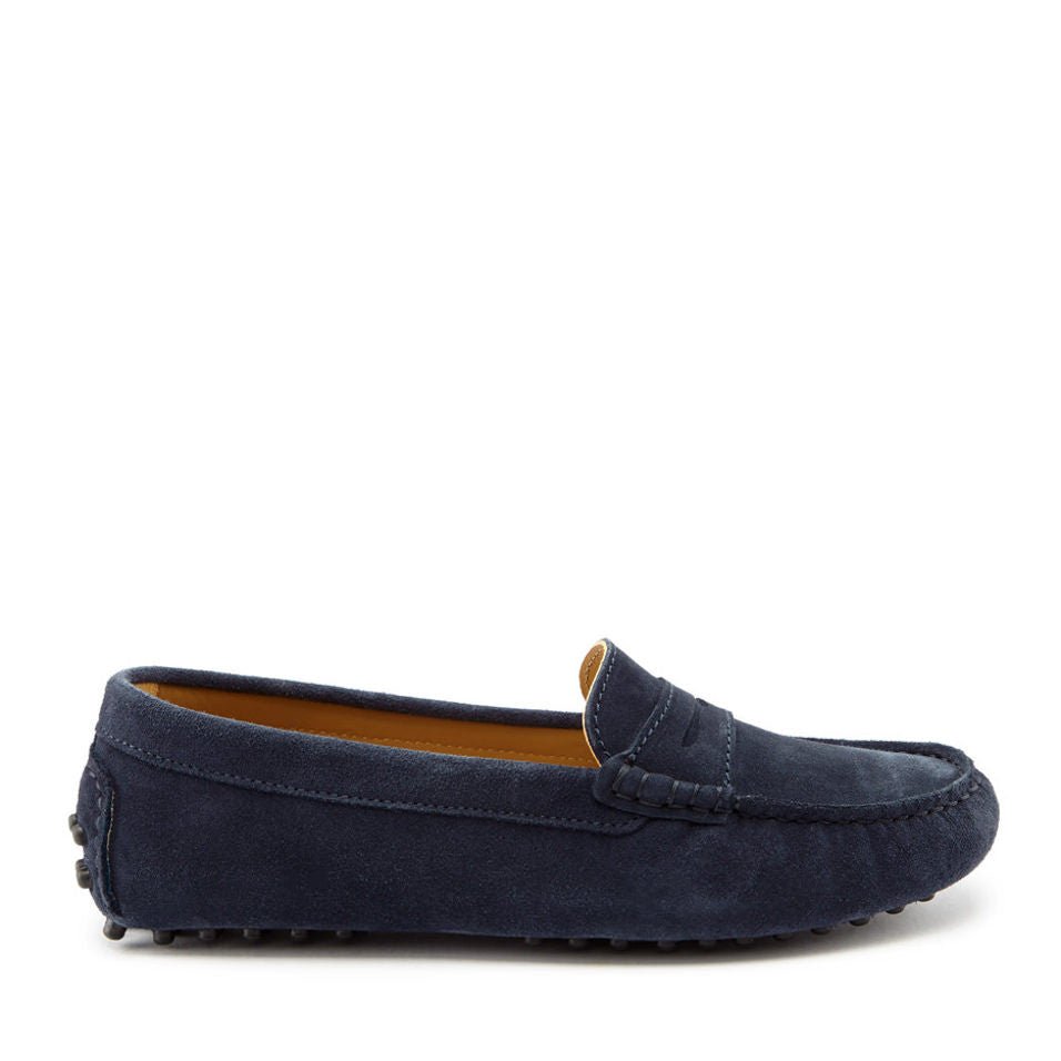 Women's Penny Driving Loafers, navy blue suede - Hugs & Co.