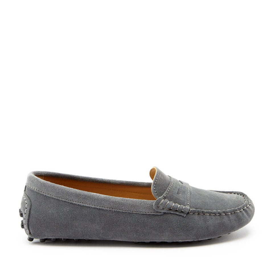Women's Penny Driving Loafers, slate grey suede - Hugs & Co.