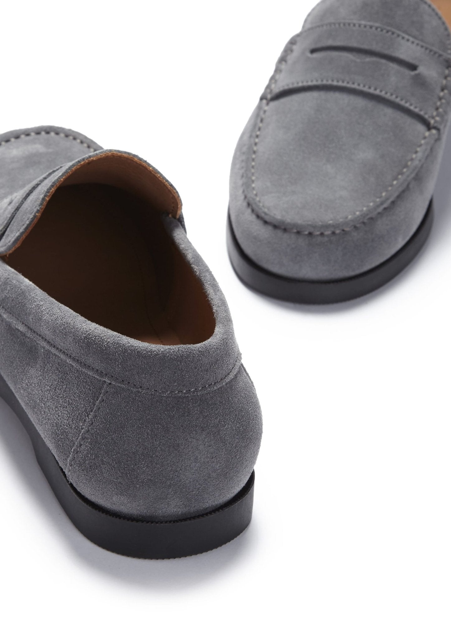 Back, Boat Loafers, slate grey suede