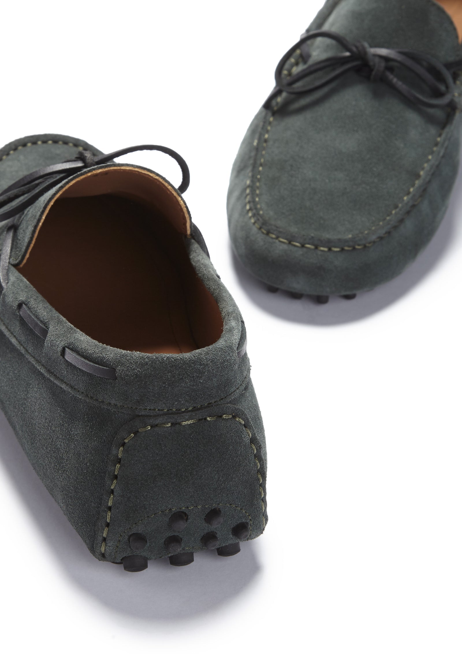 Mocassins de conduite à lacets, daim vert course