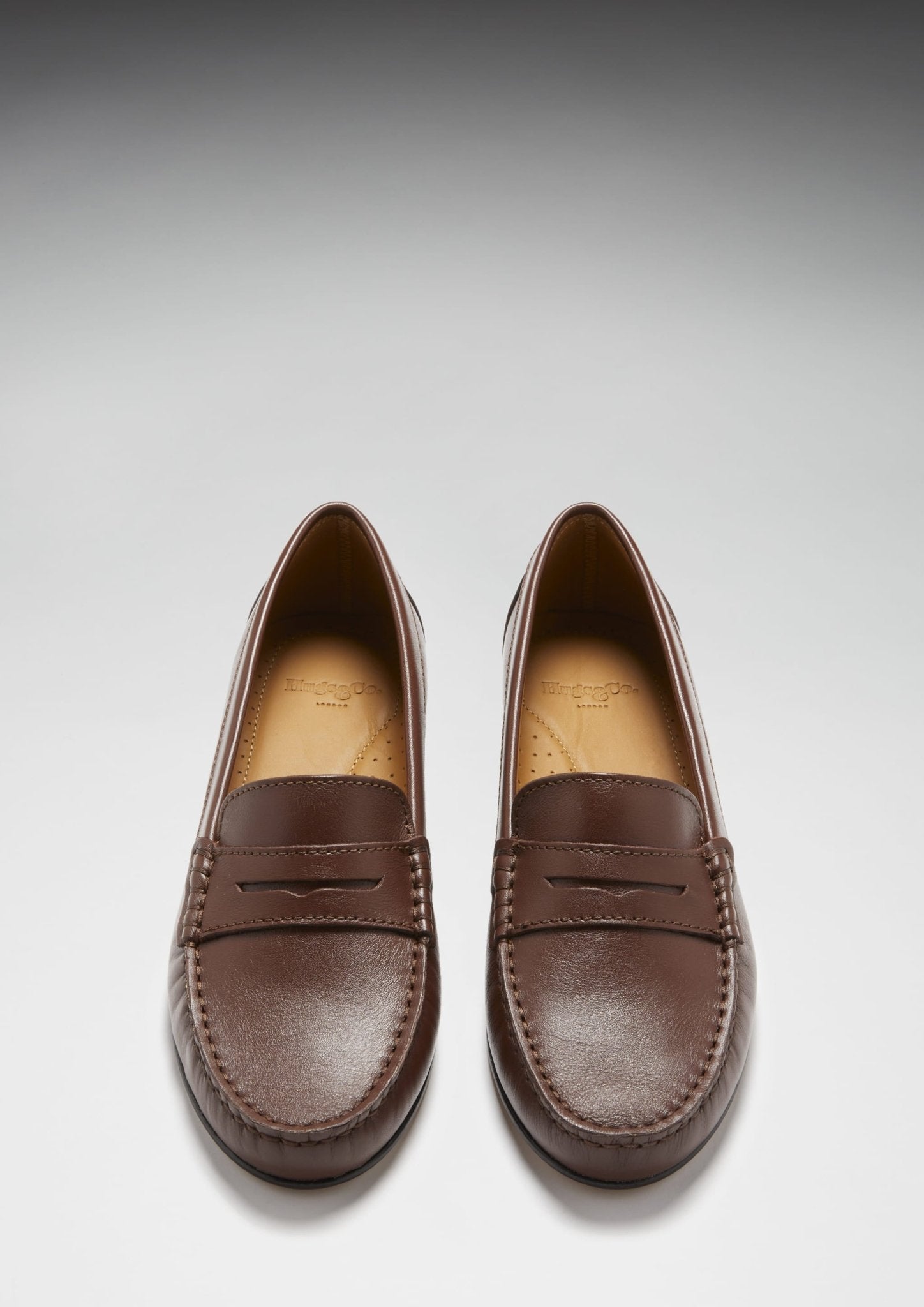 Women's Penny Loafers Leather Sole, brown leather - Hugs & Co.