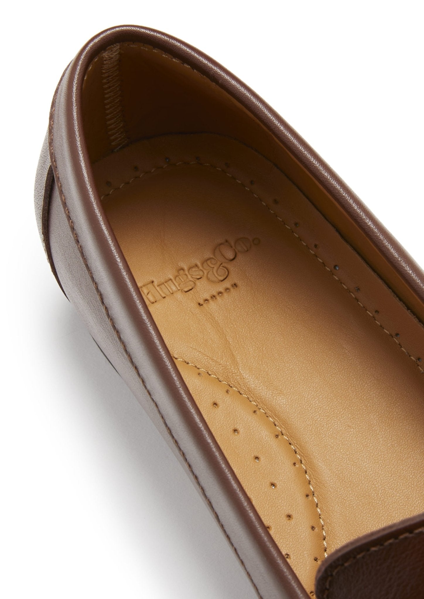 Women's Penny Loafers Leather Sole, brown leather - Hugs & Co.