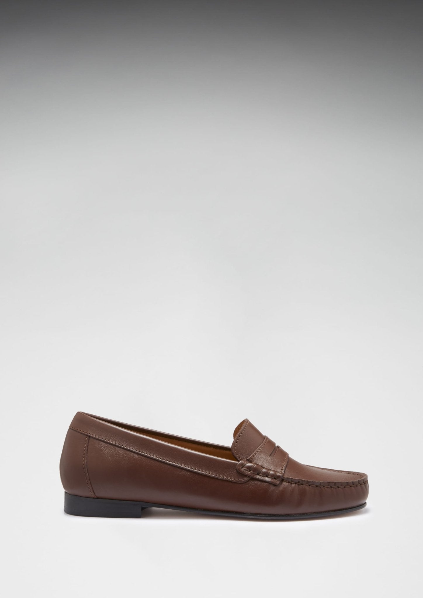 Women's Penny Loafers Leather Sole, brown leather - Hugs & Co.