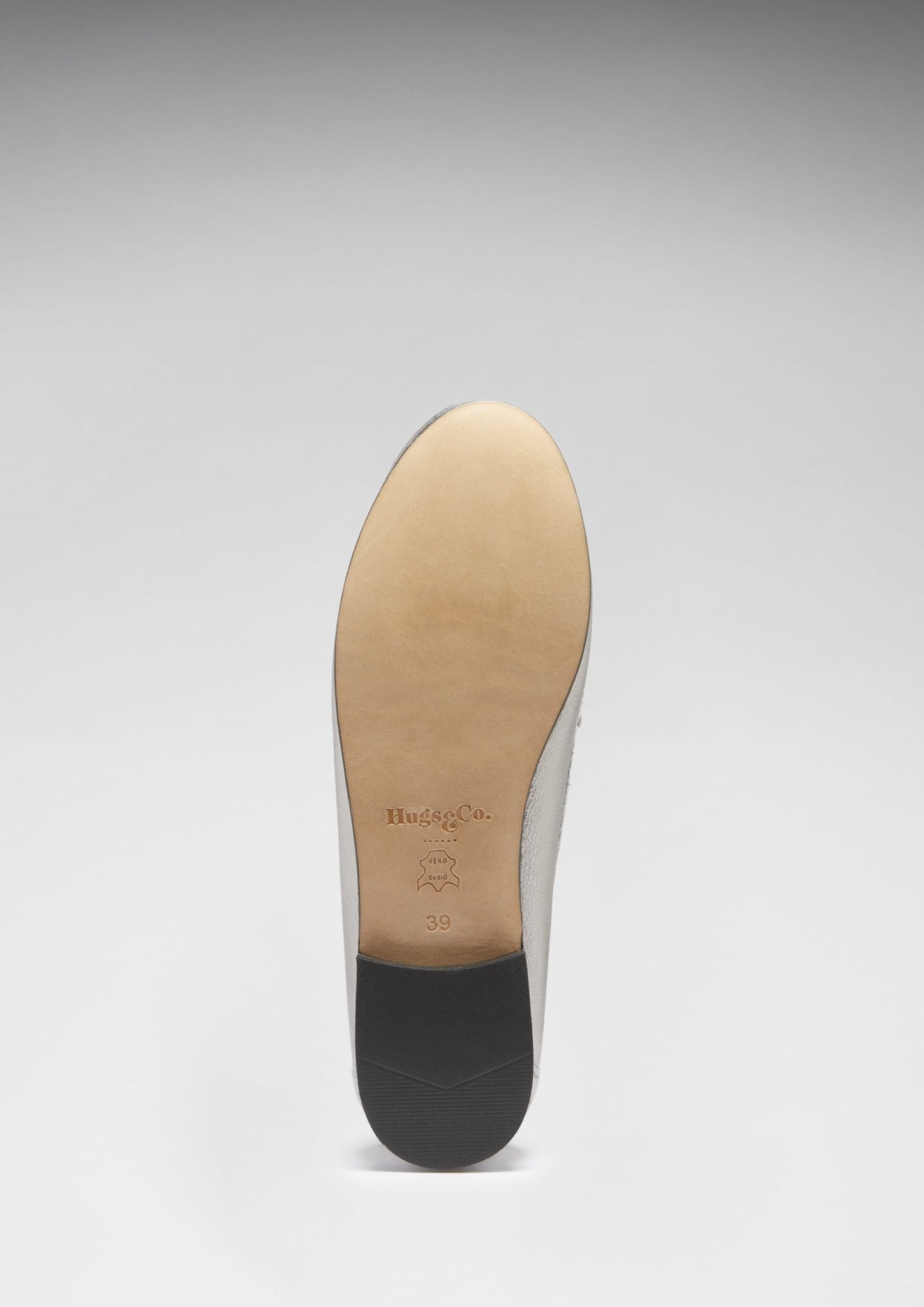 Women's Penny Loafers Leather Sole, titanium metallic leather - Hugs & Co.