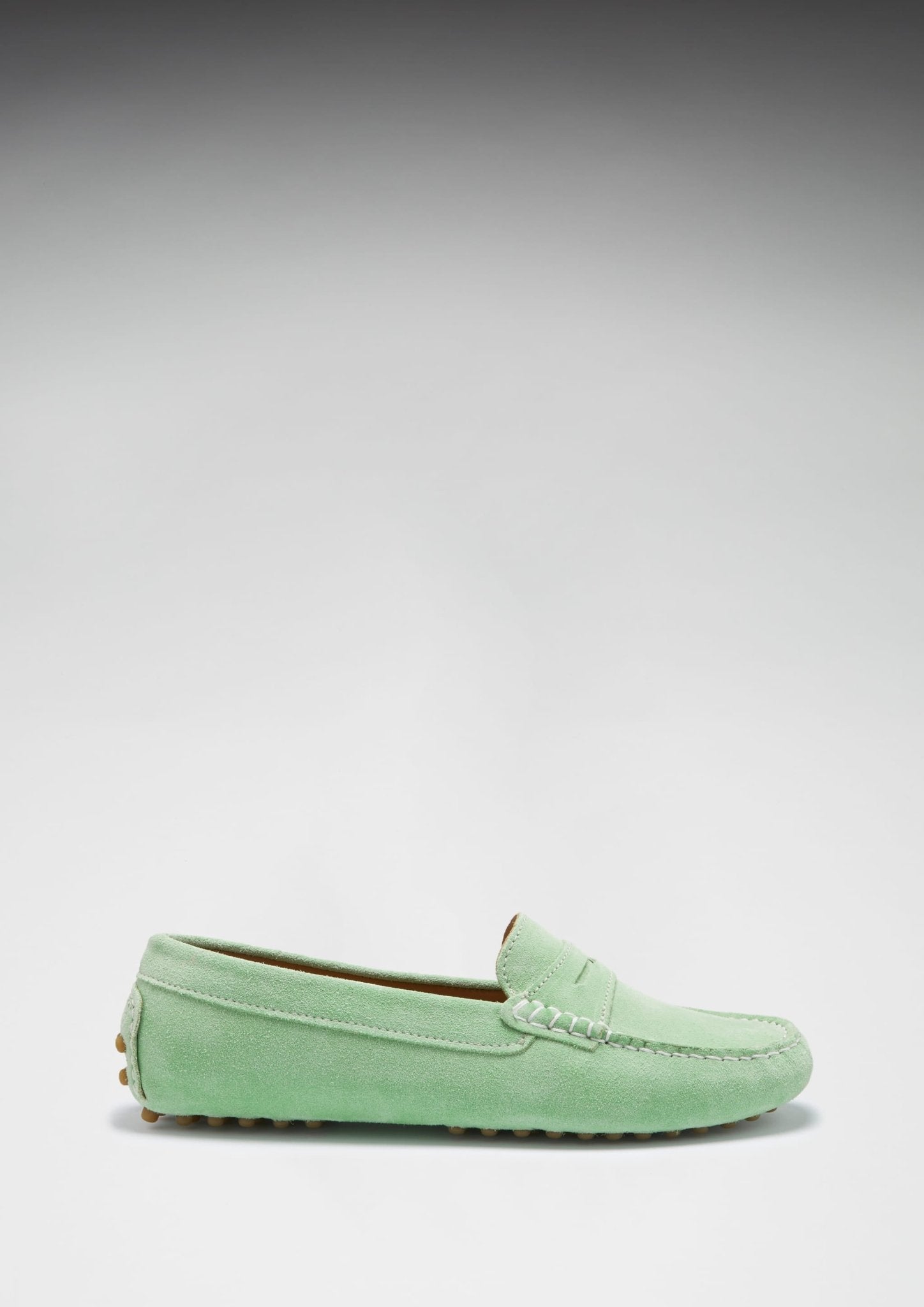 Women's Penny Driving Loafers, lagoon green suede - Hugs & Co.
