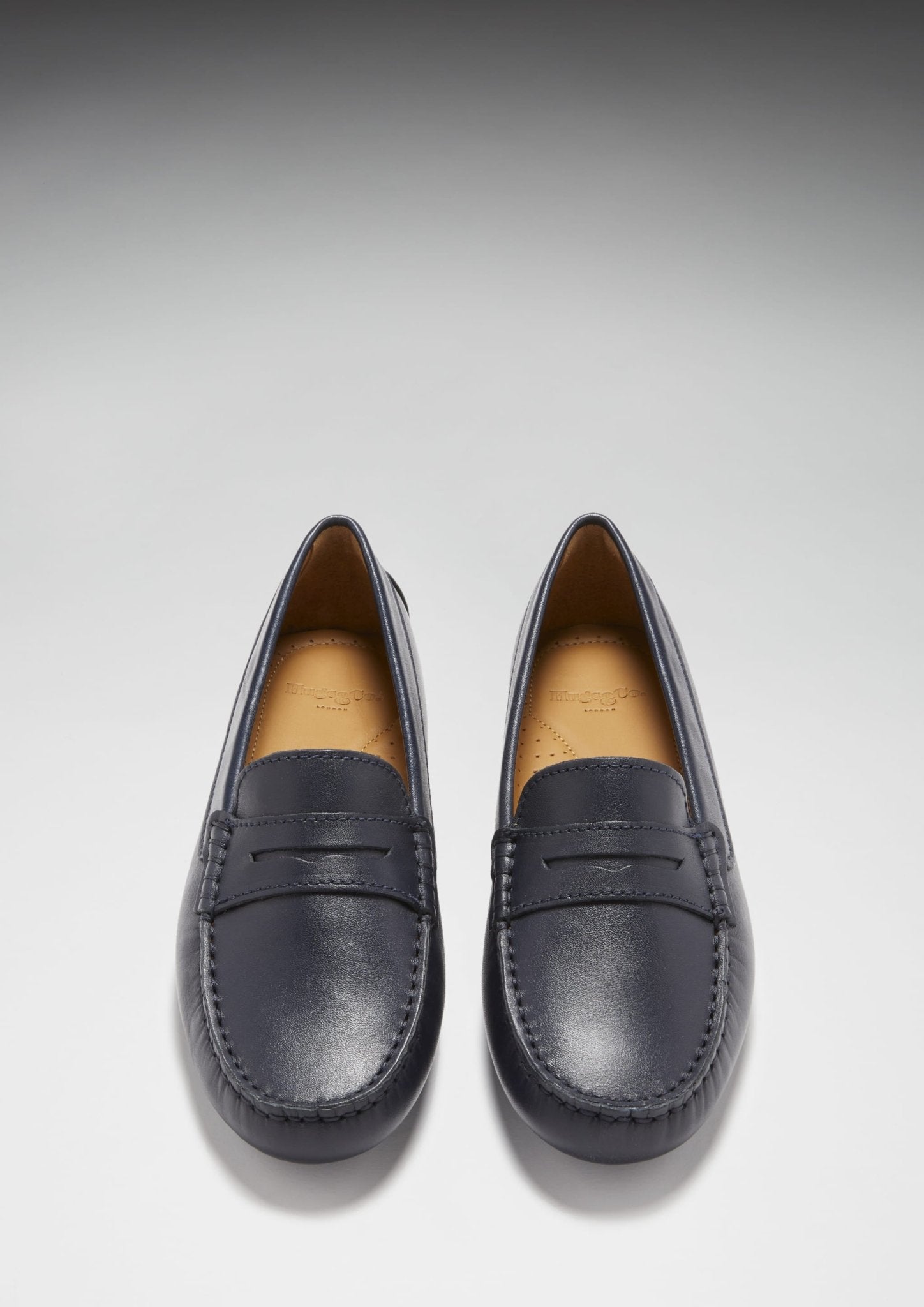 Women's Penny Driving Loafers, navy blue leather - Hugs & Co.