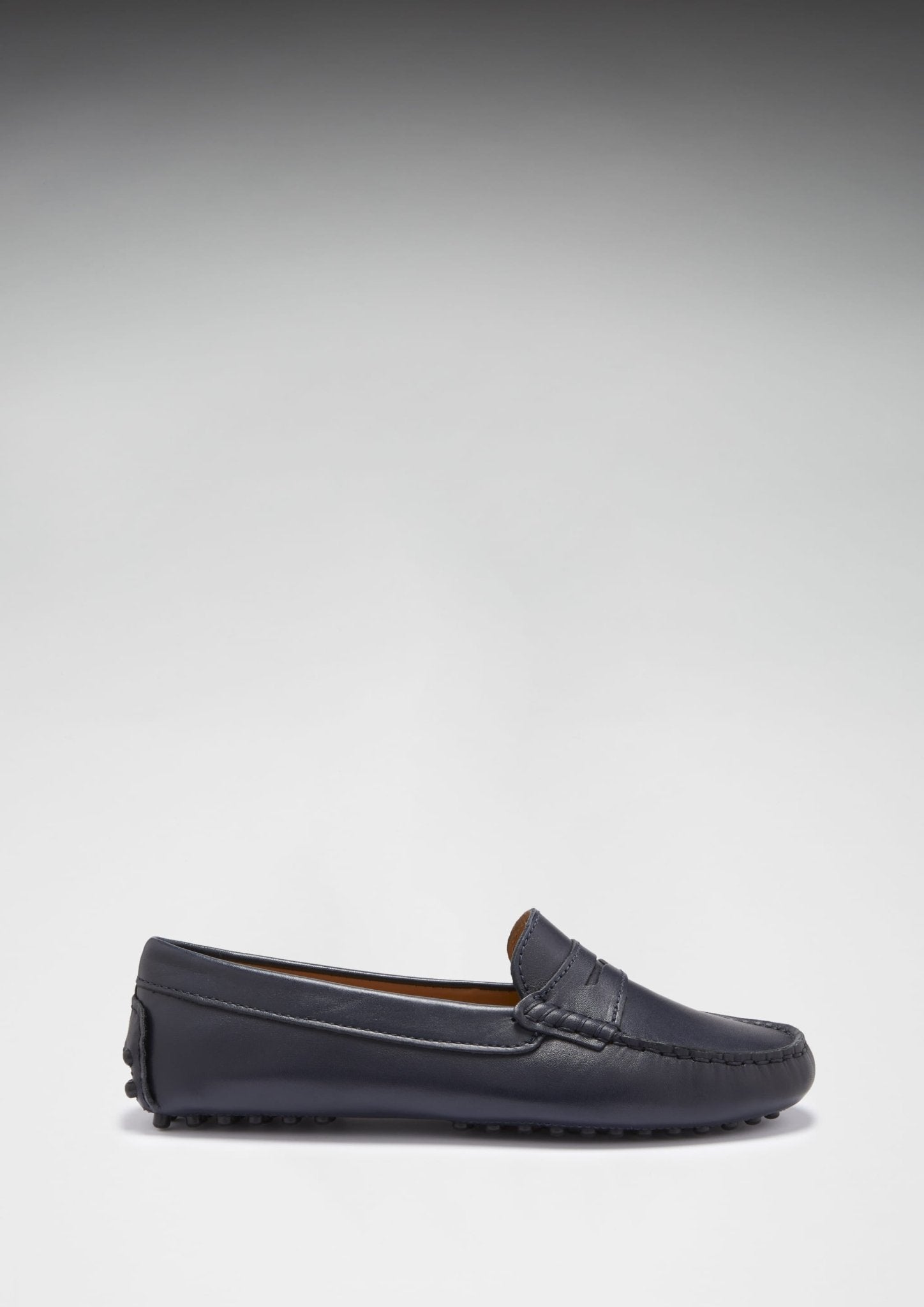 Women's Penny Driving Loafers, navy blue leather - Hugs & Co.