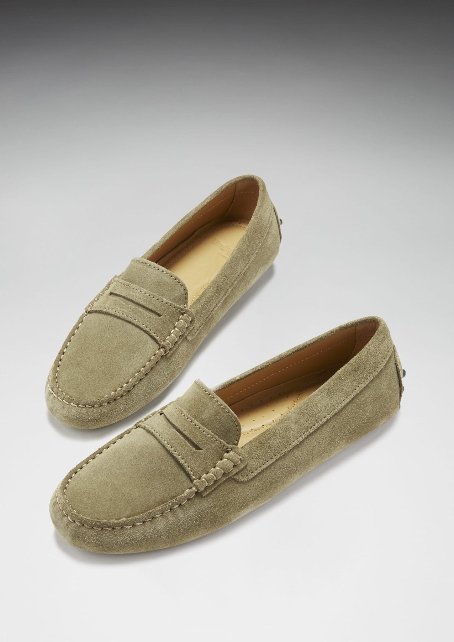 Women's Penny Driving Loafers, truffle suede - Hugs & Co.
