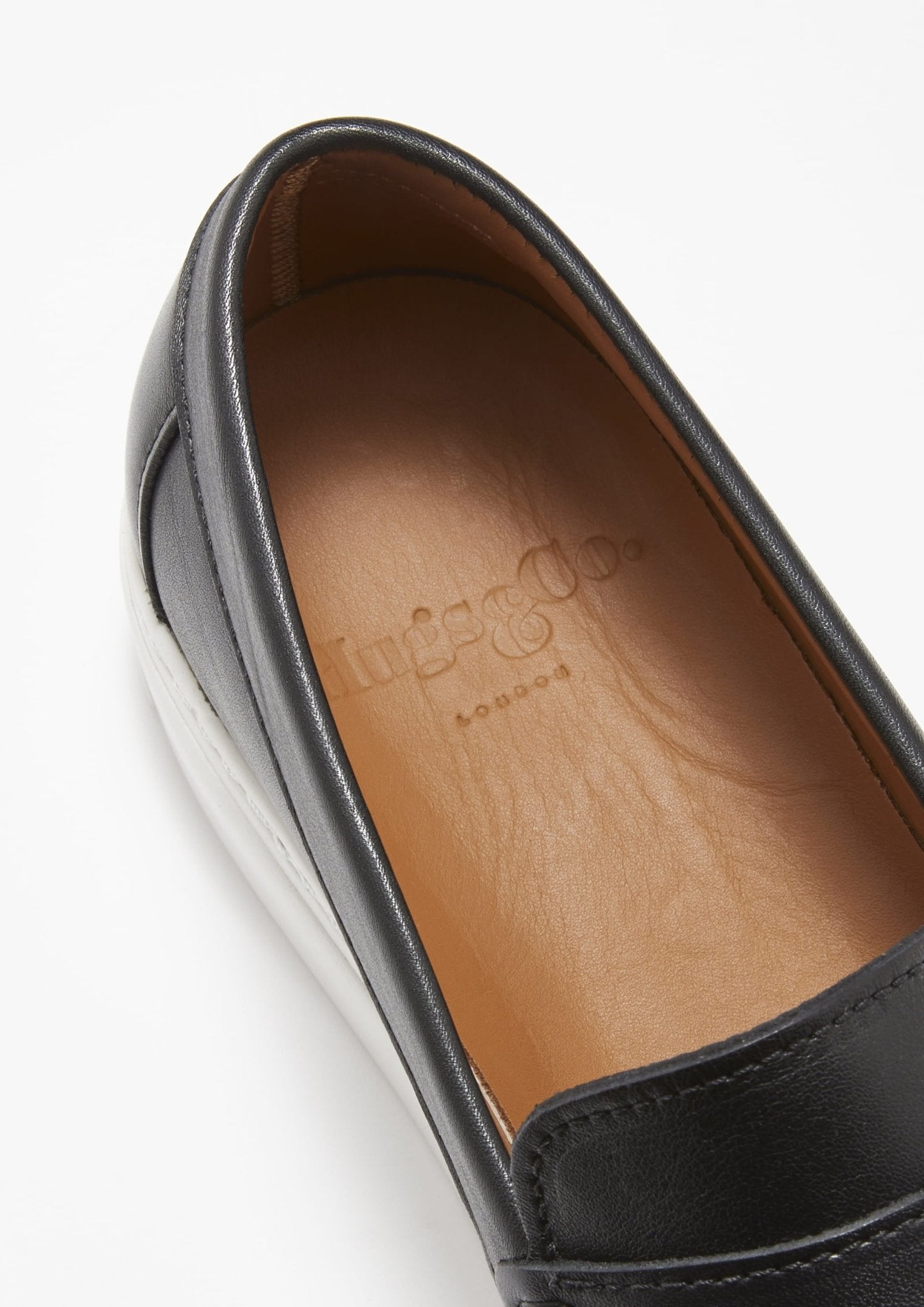 Slip-on Sneaker Loafers, black leather - Hugs & Co.