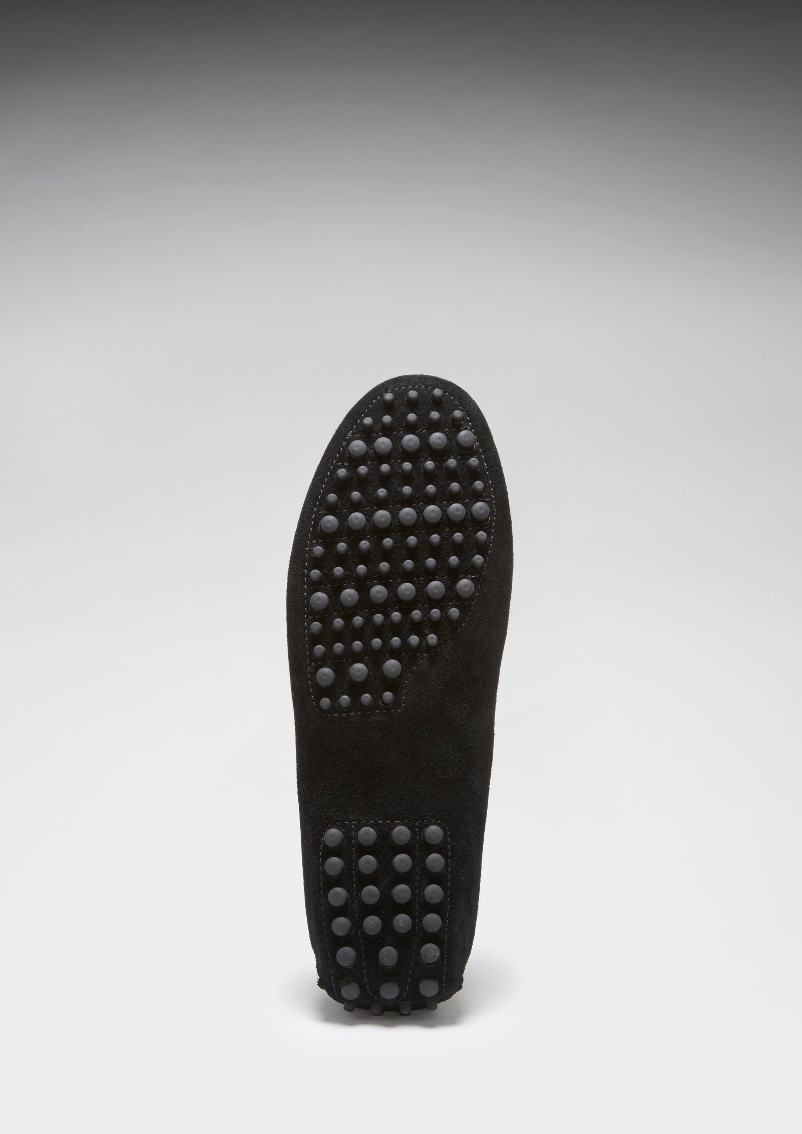 Rubber Sole, Driving Loafers Black Suede