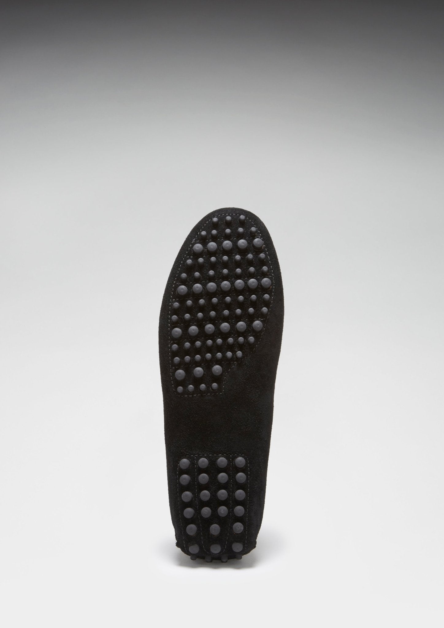 Rubber Sole, Driving Loafers Black Suede