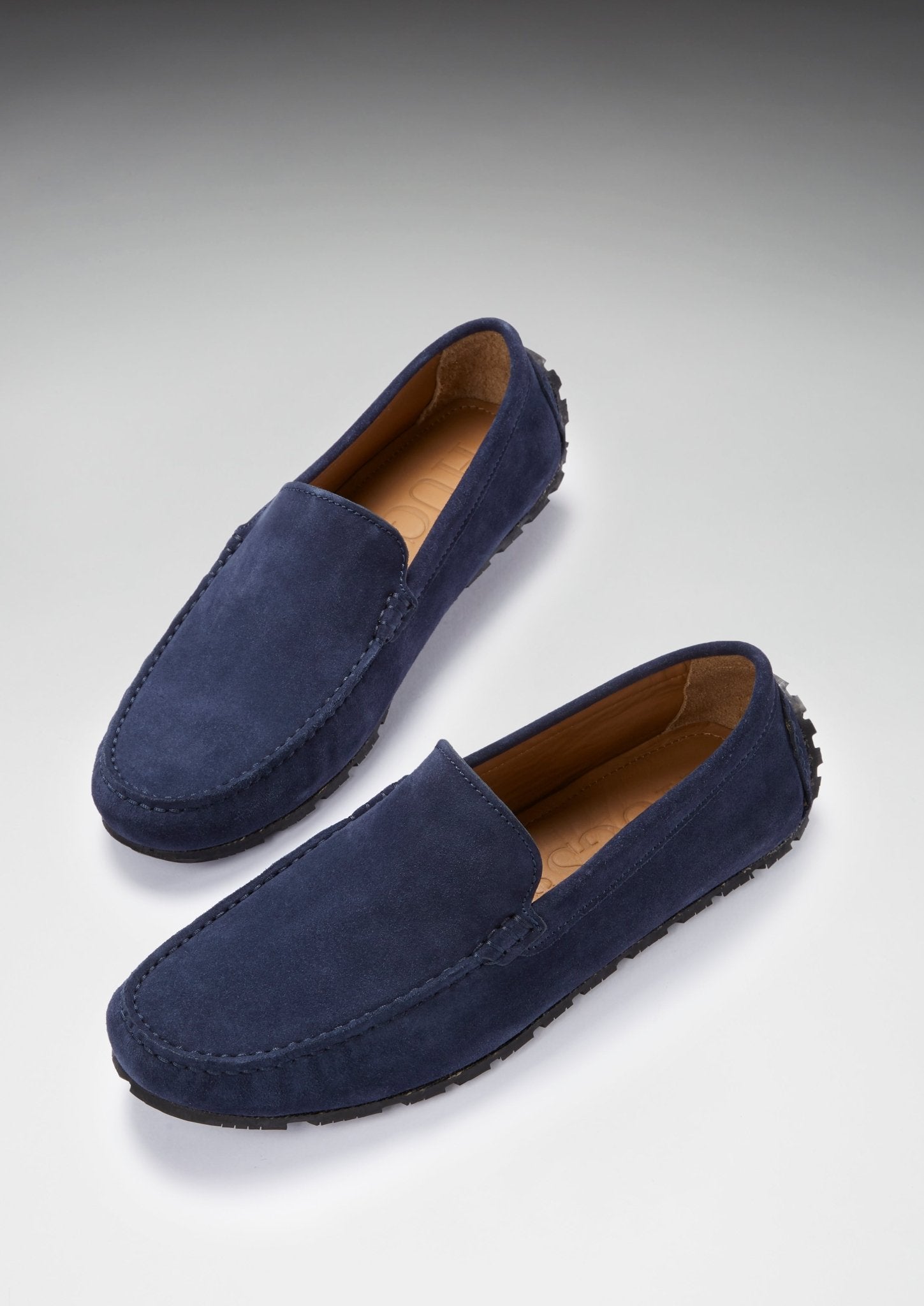 Tyre Sole Driving Loafers, navy blue suede - Hugs & Co.