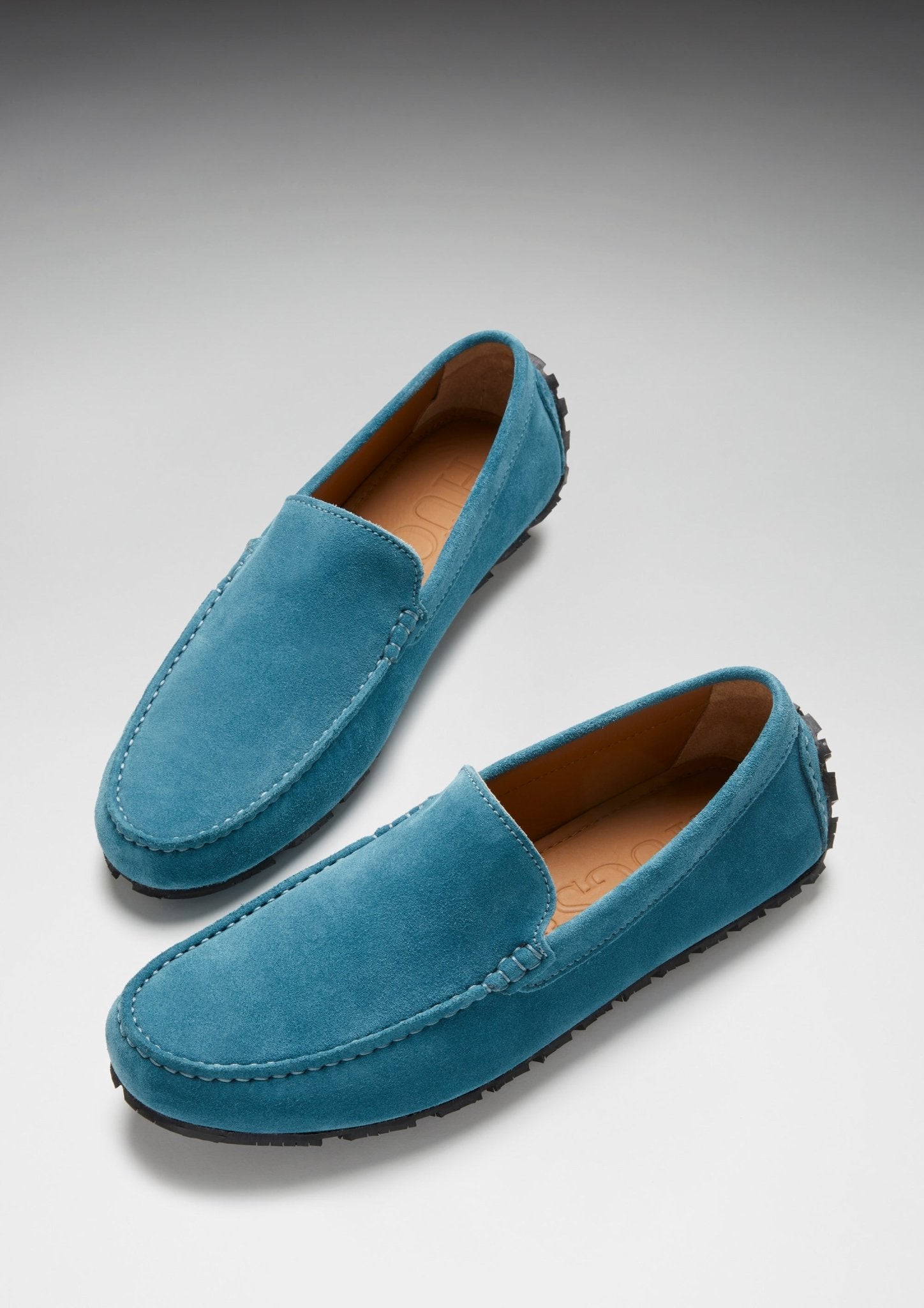 Tyre Sole Driving Loafers, petrol blue suede - Hugs & Co.