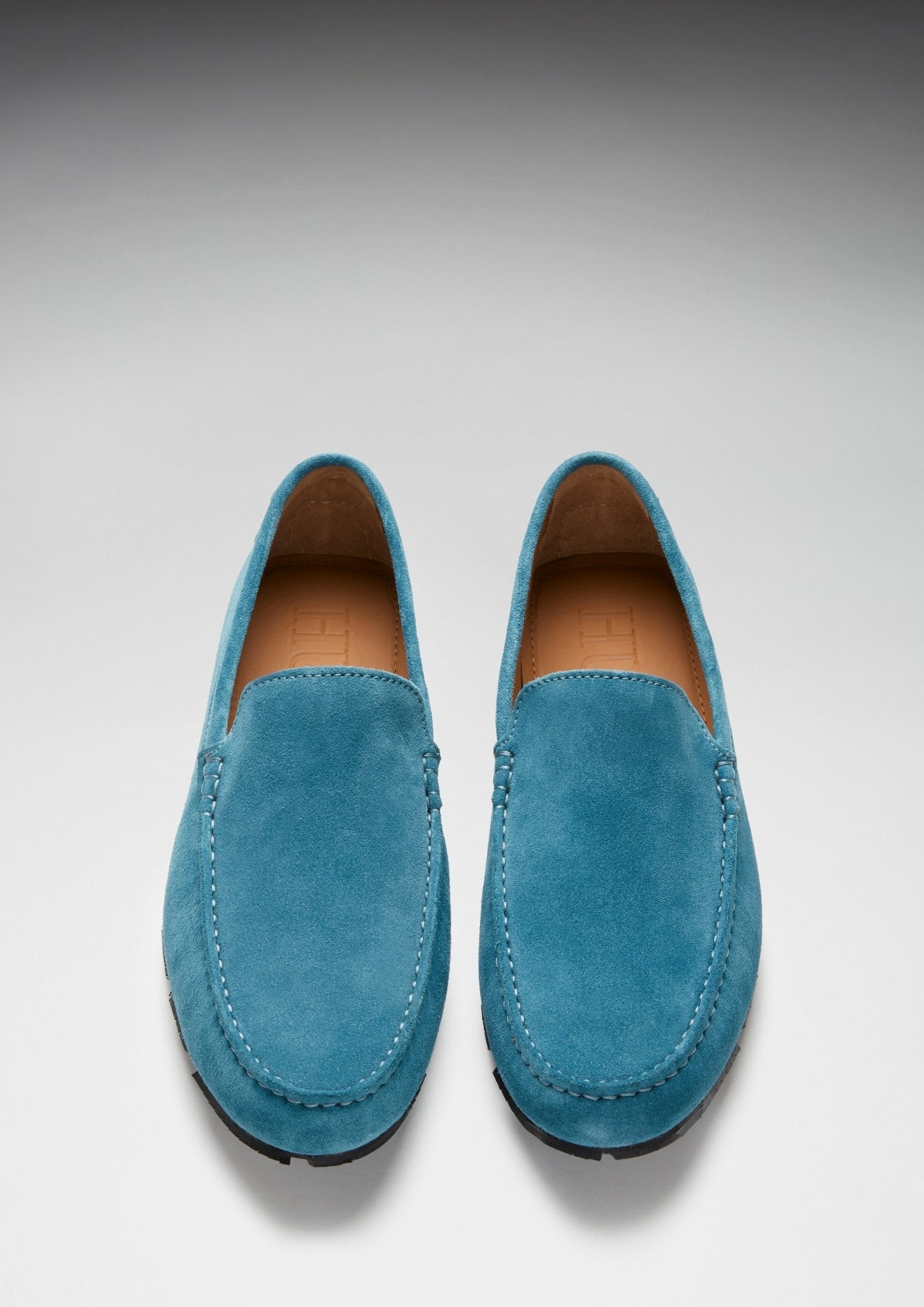 Tyre Sole Driving Loafers, petrol blue suede - Hugs & Co.