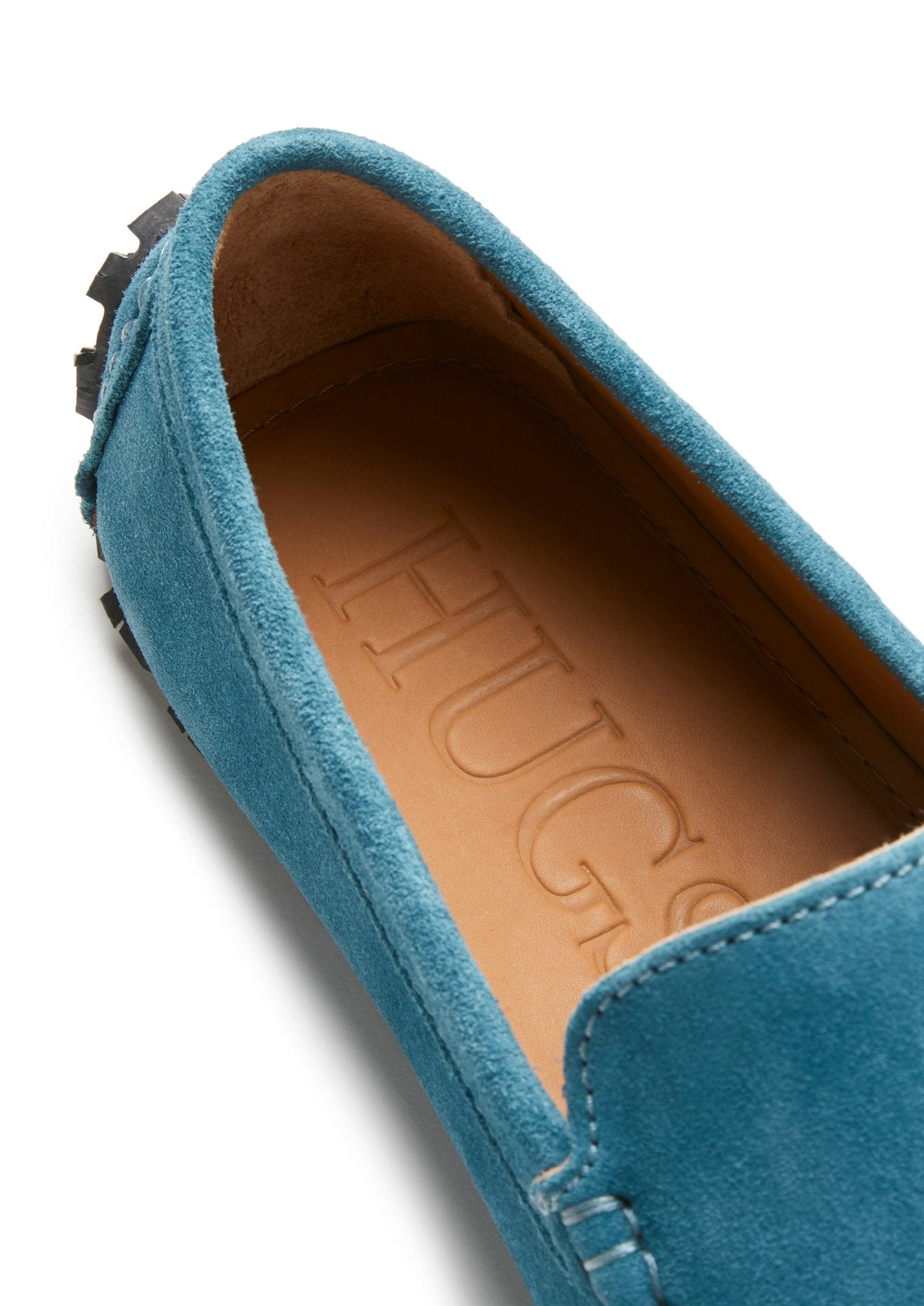 Tyre Sole Driving Loafers, petrol blue suede - Hugs & Co.