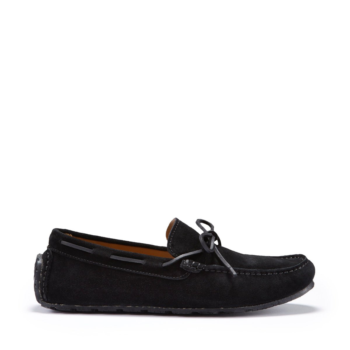 Tyre Sole Laced Driving Loafers, black suede - Hugs & Co.
