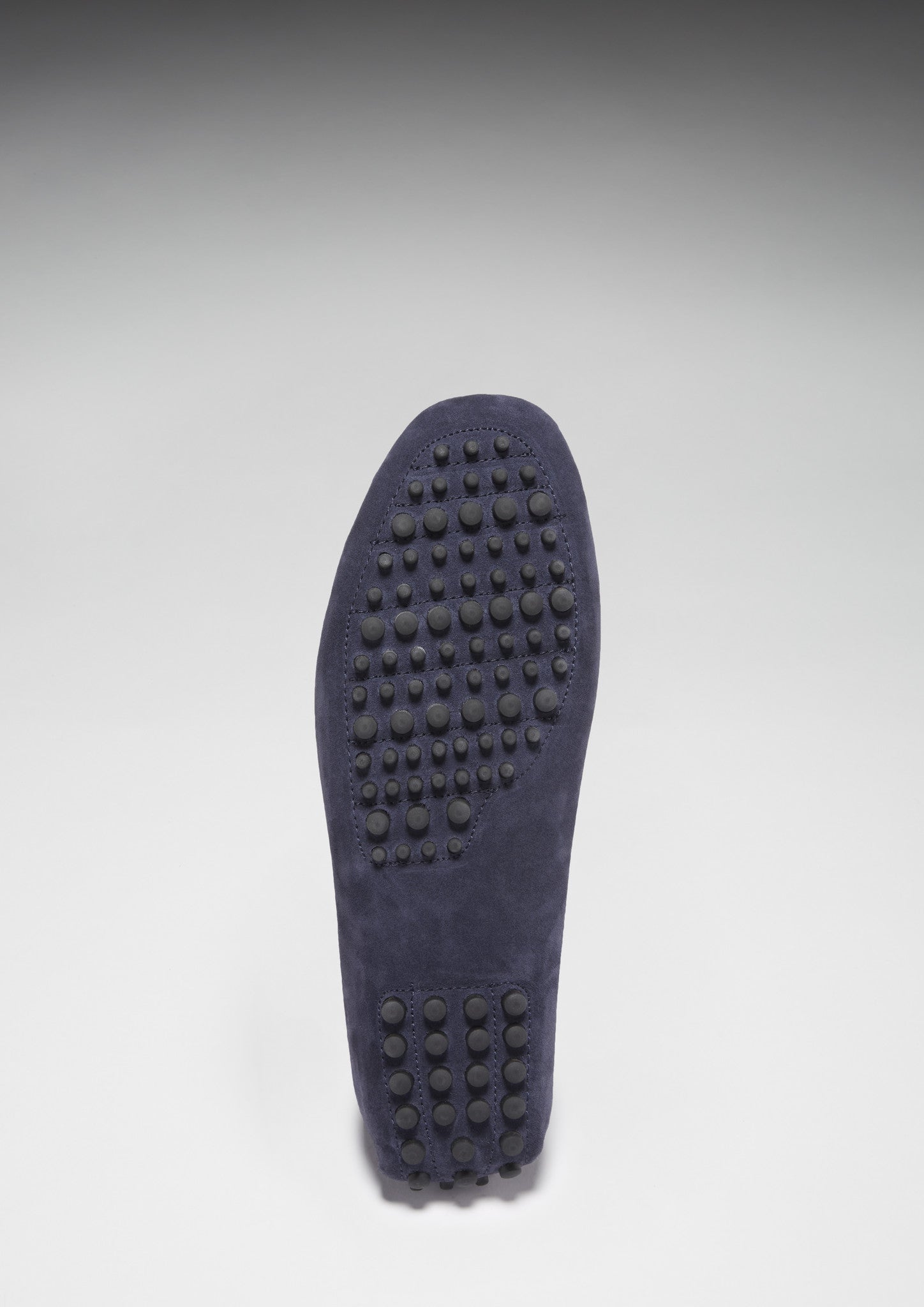 Rubber Sole, Laced Driving Loafers Navy Suede