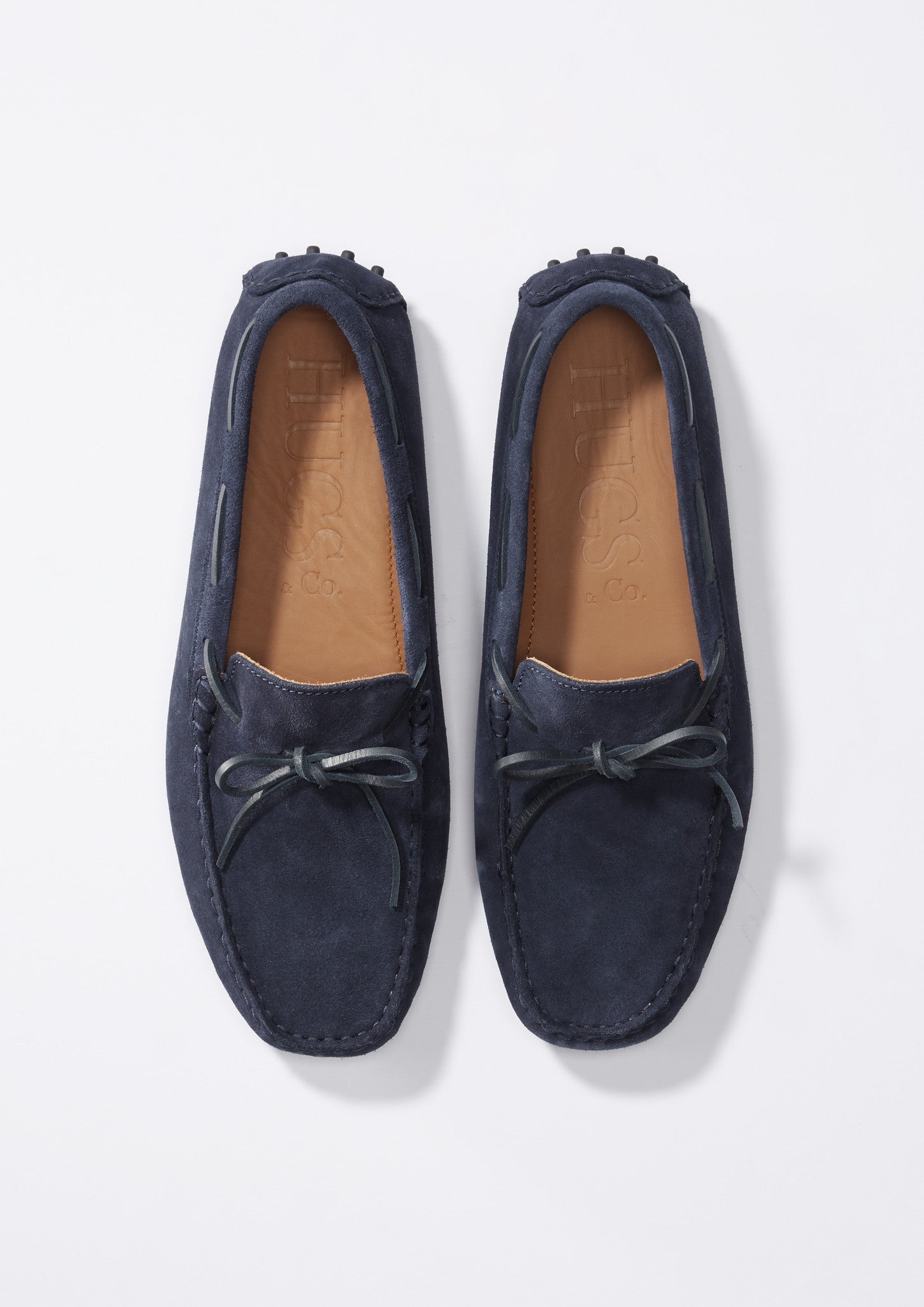 Laced Driving Loafers Navy Suede From Above