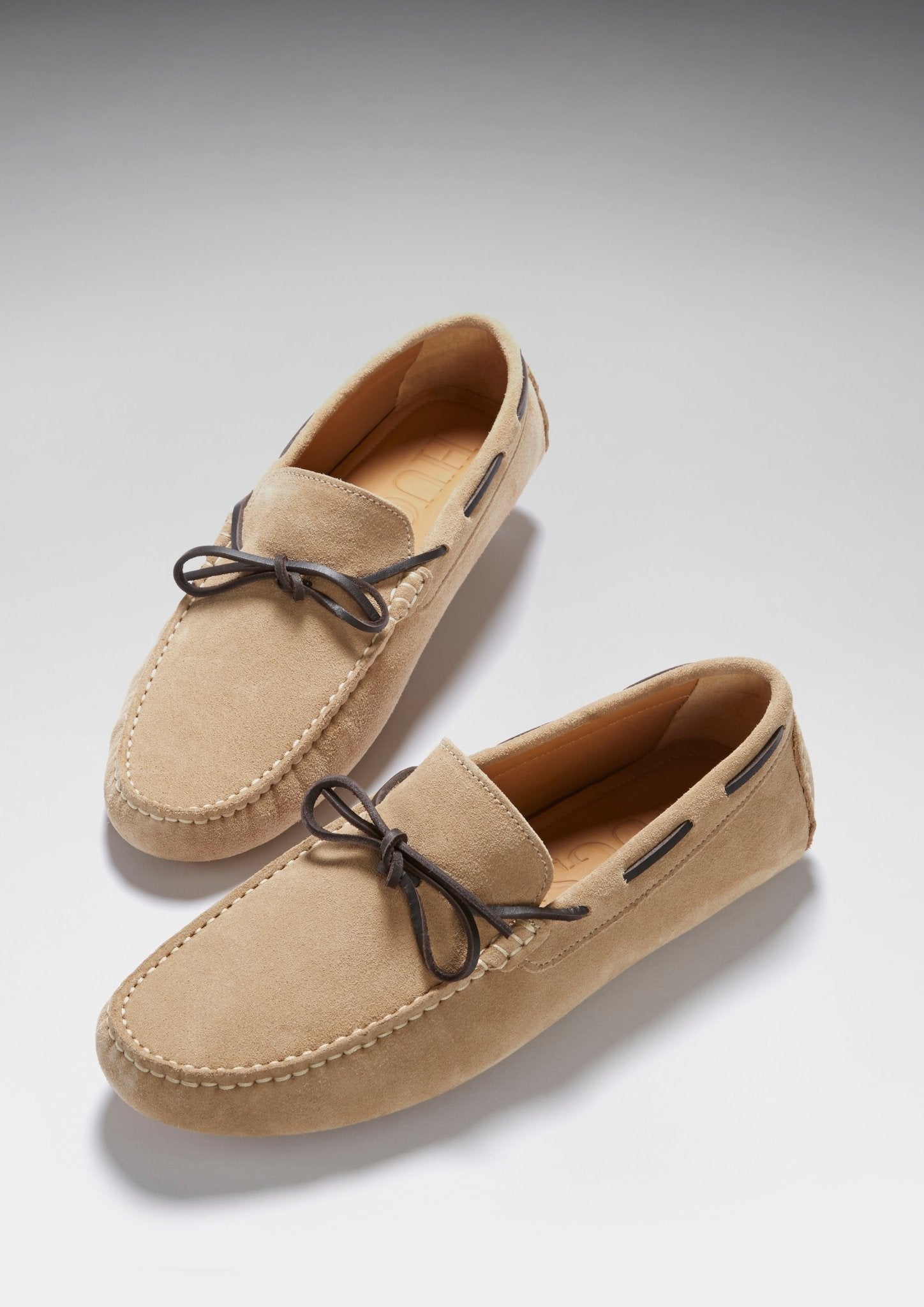 Laced Driving Loafers, taupe suede - Hugs & Co.