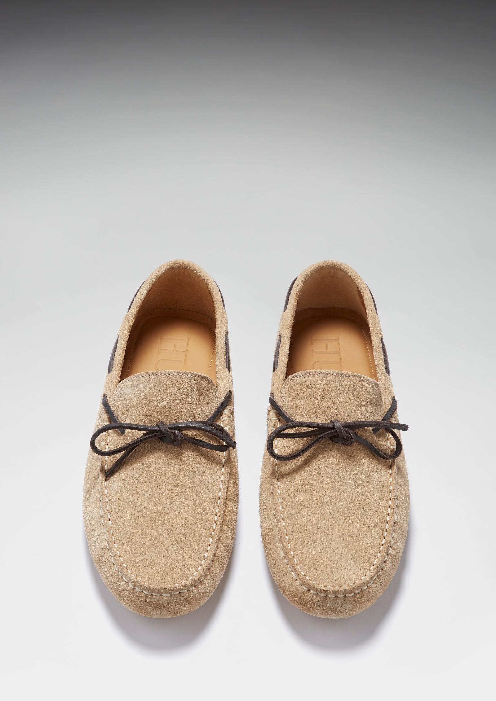 Mocassins à lacets, daim taupe