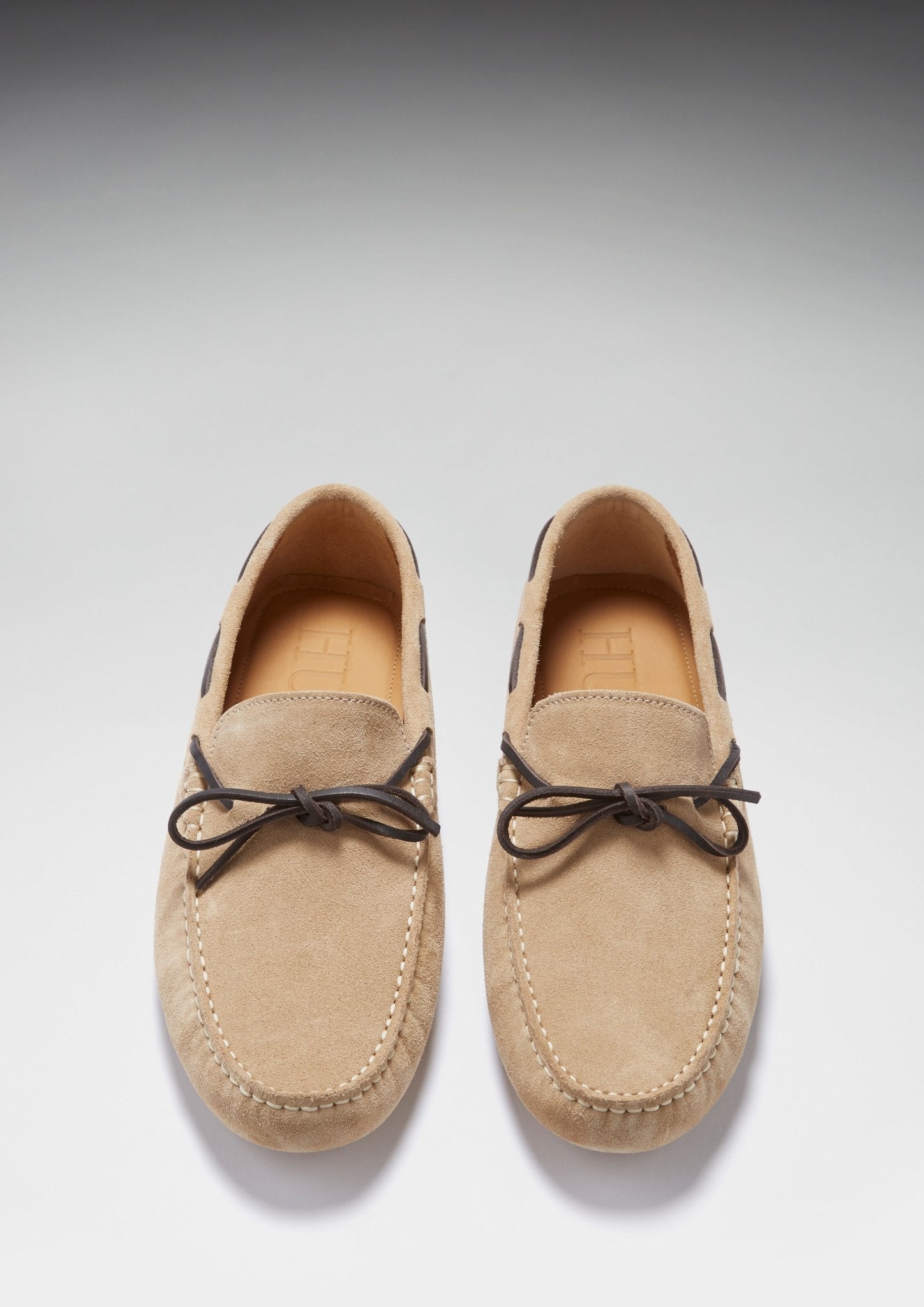Laced Driving Loafers, taupe suede - Hugs & Co.